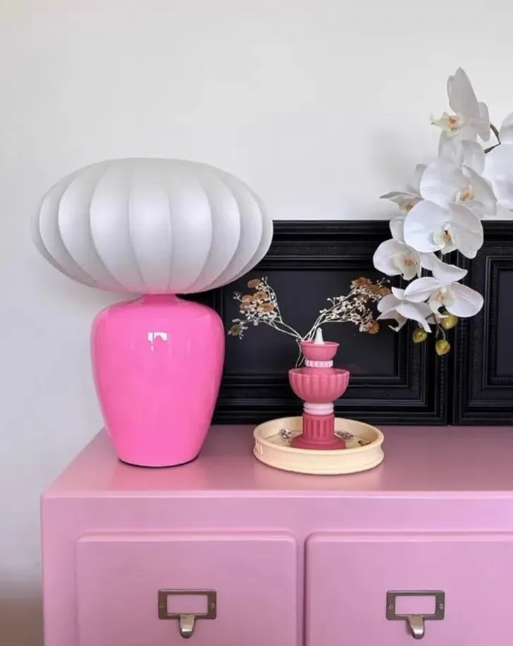 Vintage Dopamine Bedside Table Lamp - Silk Lampshade product