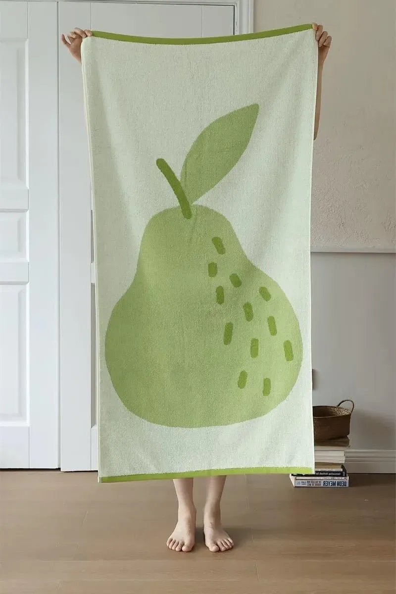 Whimsical Pear Print Bath Towel - Cotton product