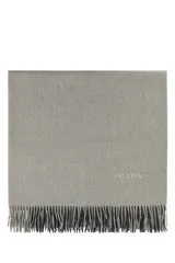 Two-Tone Blanket with Fringe Trim - Gray, Cashmere Blend product