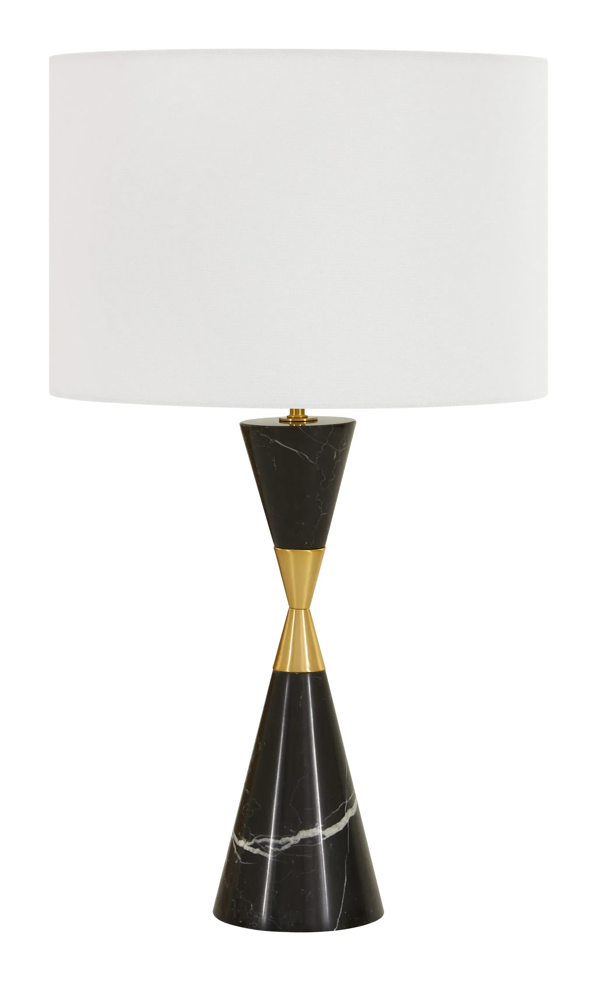 Addie Table Lamp with Drum Shade - Black, Marble image