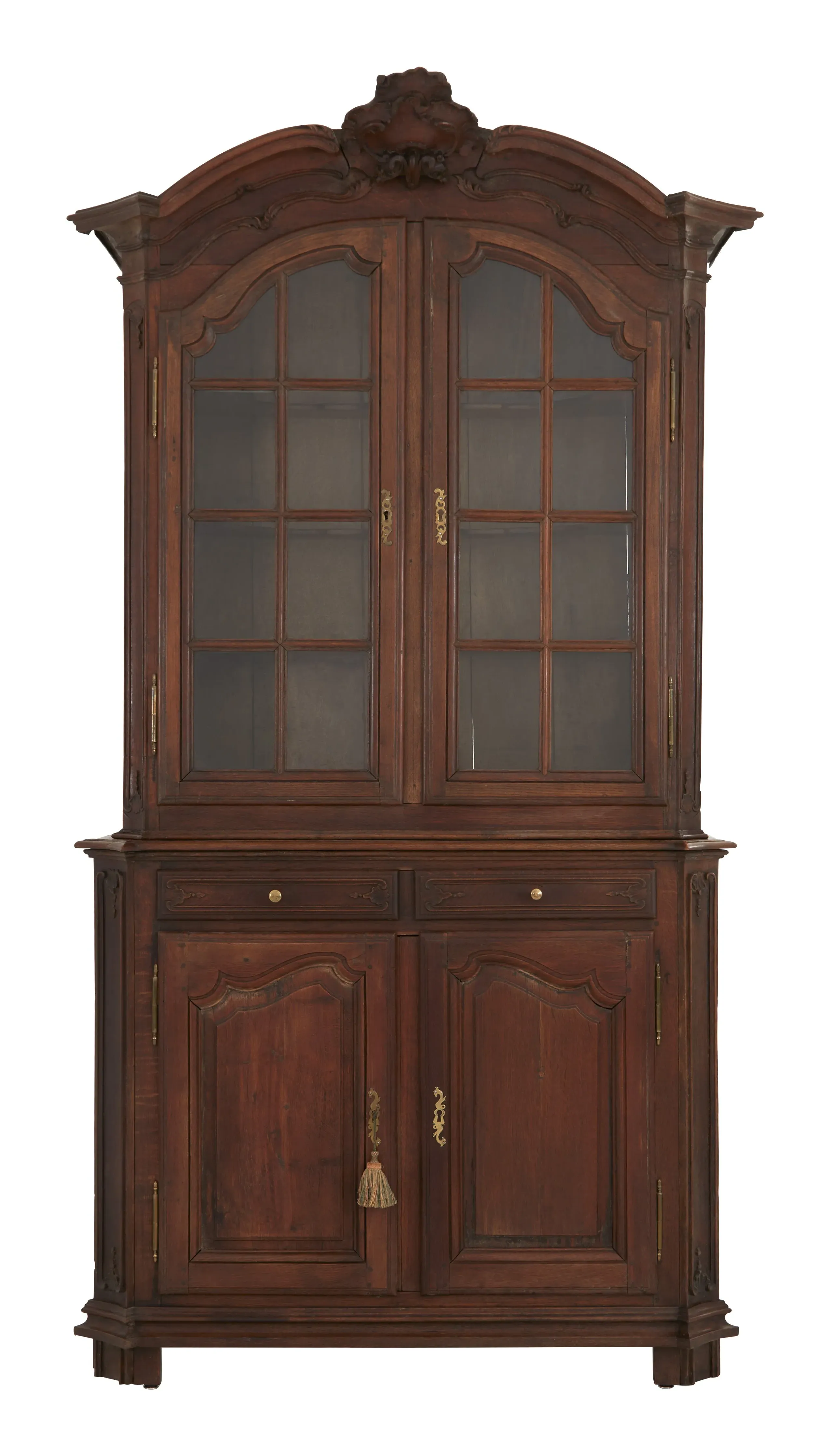 Antique Carved Breakfront - Patinaed Wood image