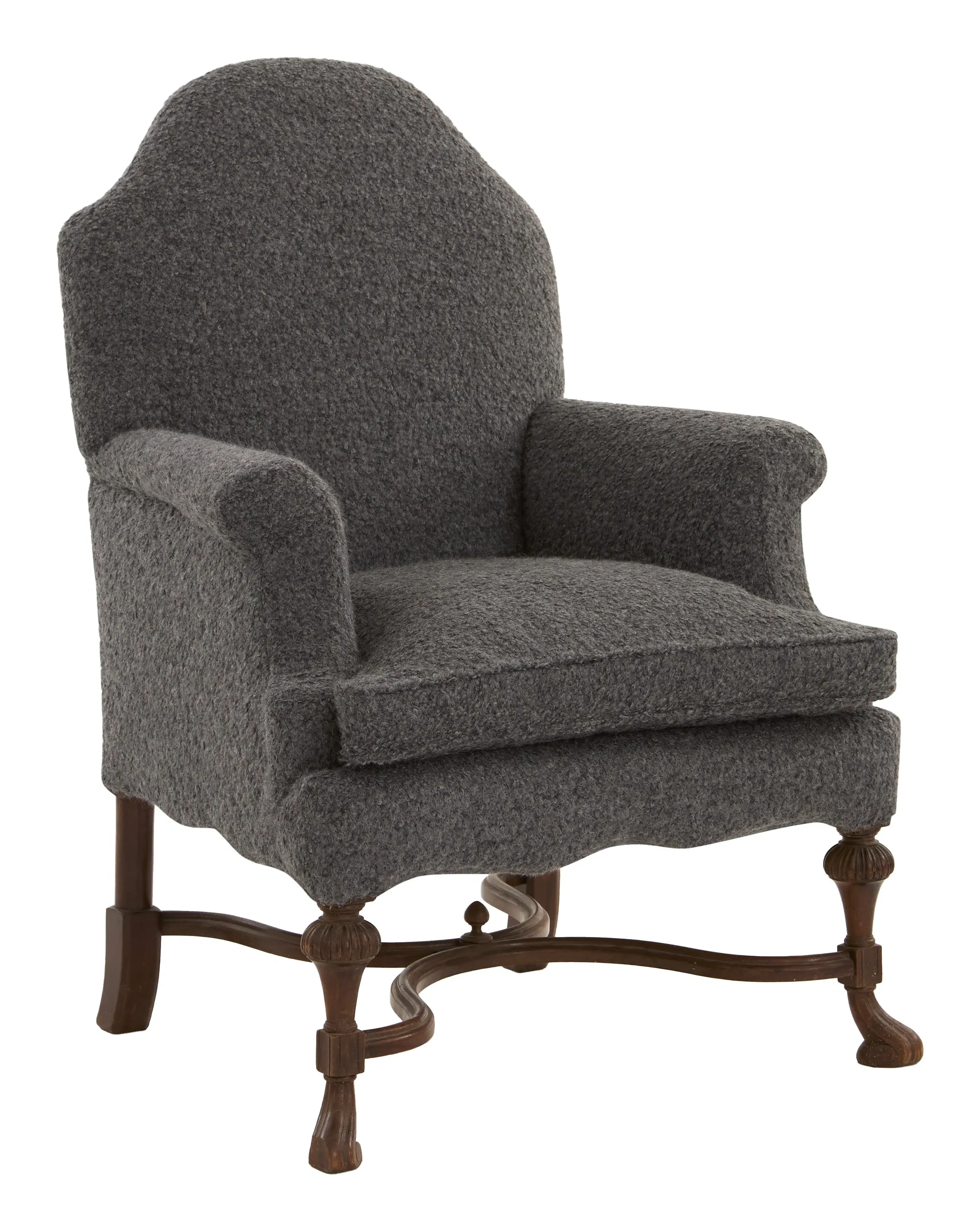 Antique English Armchair - Grey, Wool image