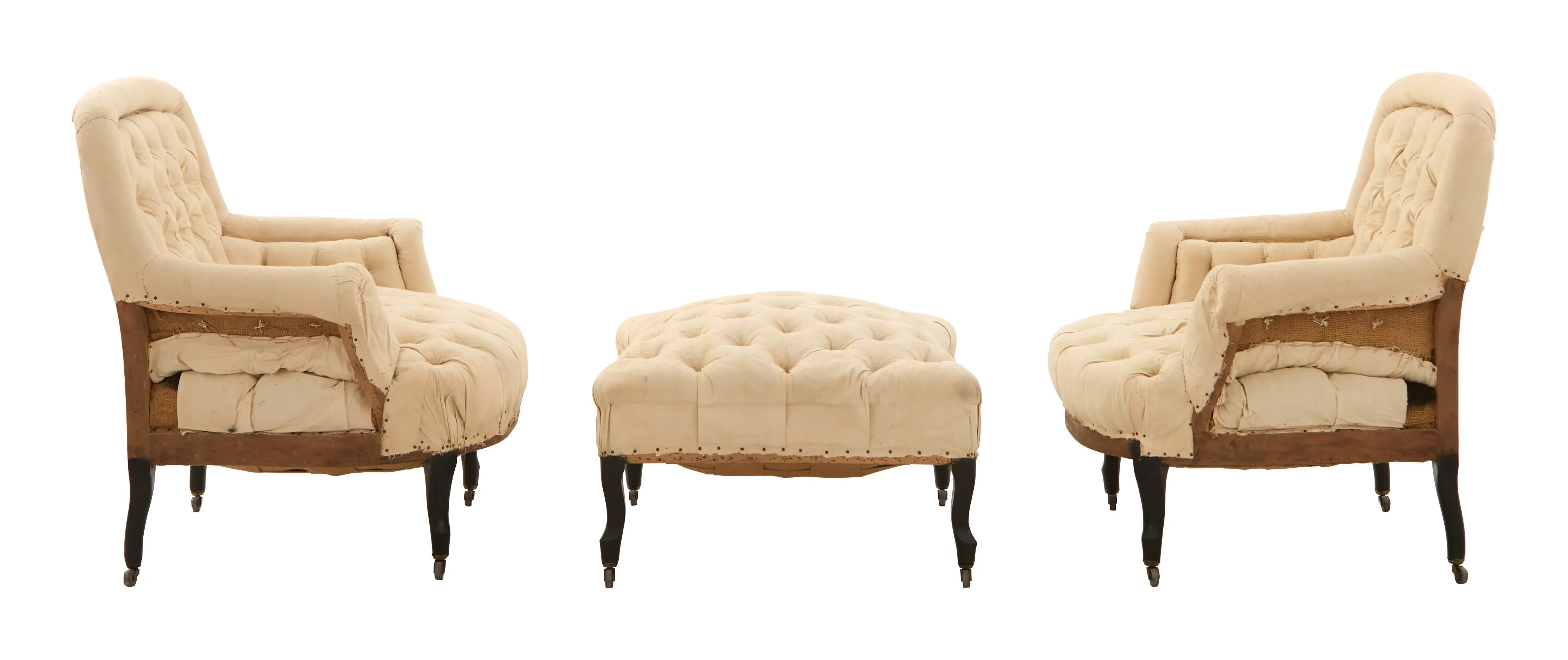 Antique Salon Set with Ottoman - Muslin image