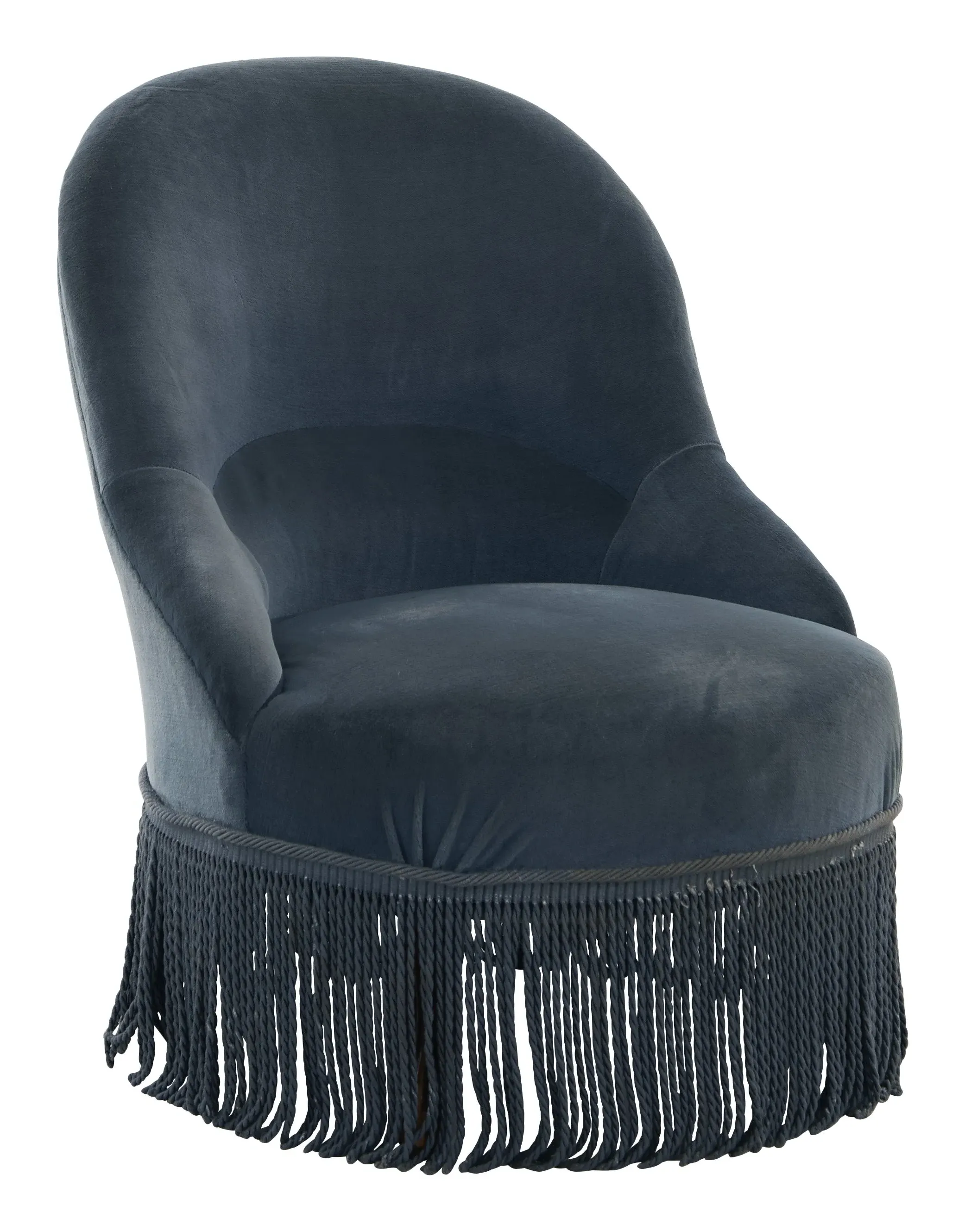 Antique Slipper Chair - Blue, Velvet image