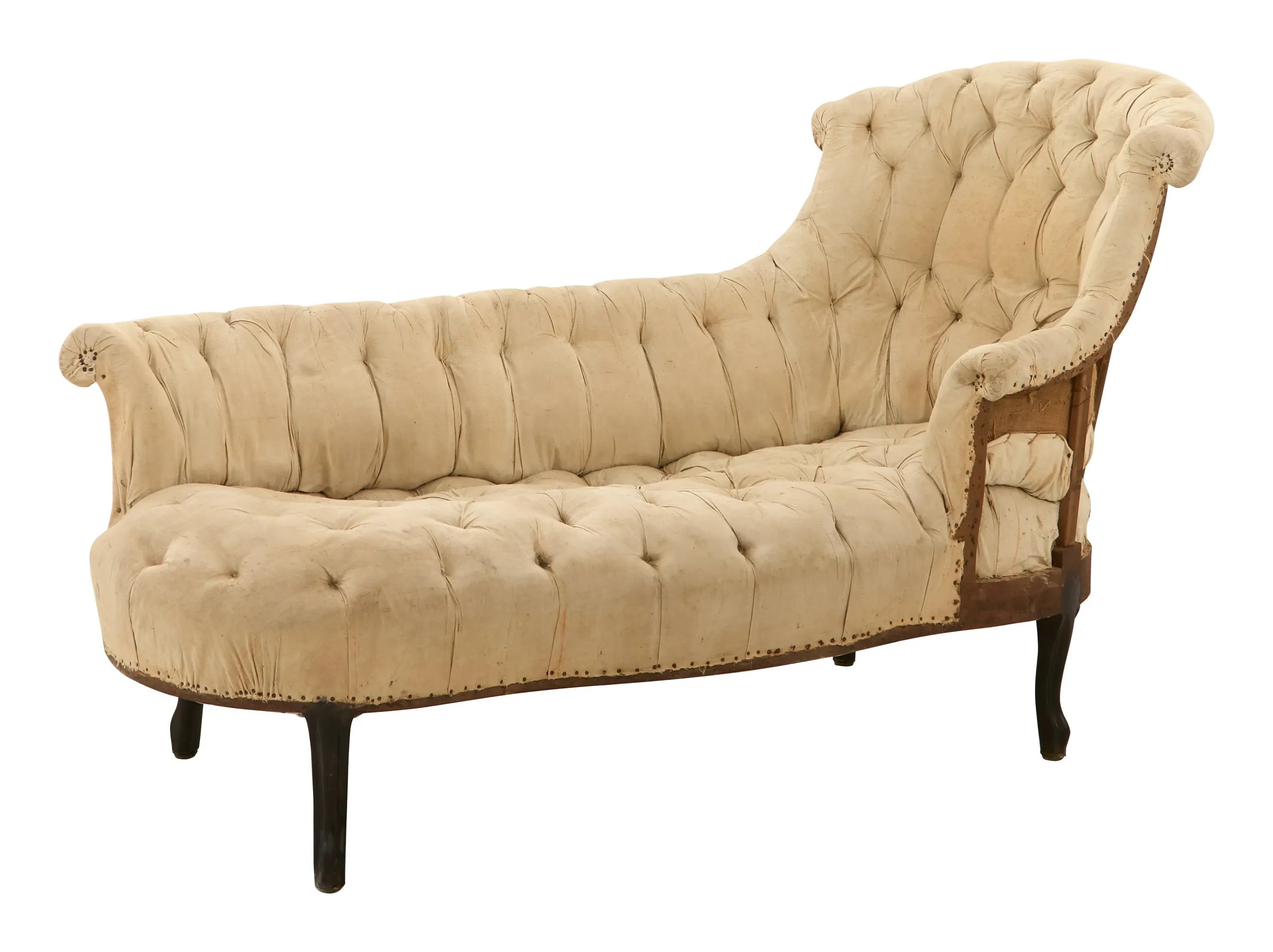 Antique Tufted Chaise Lounge - Black