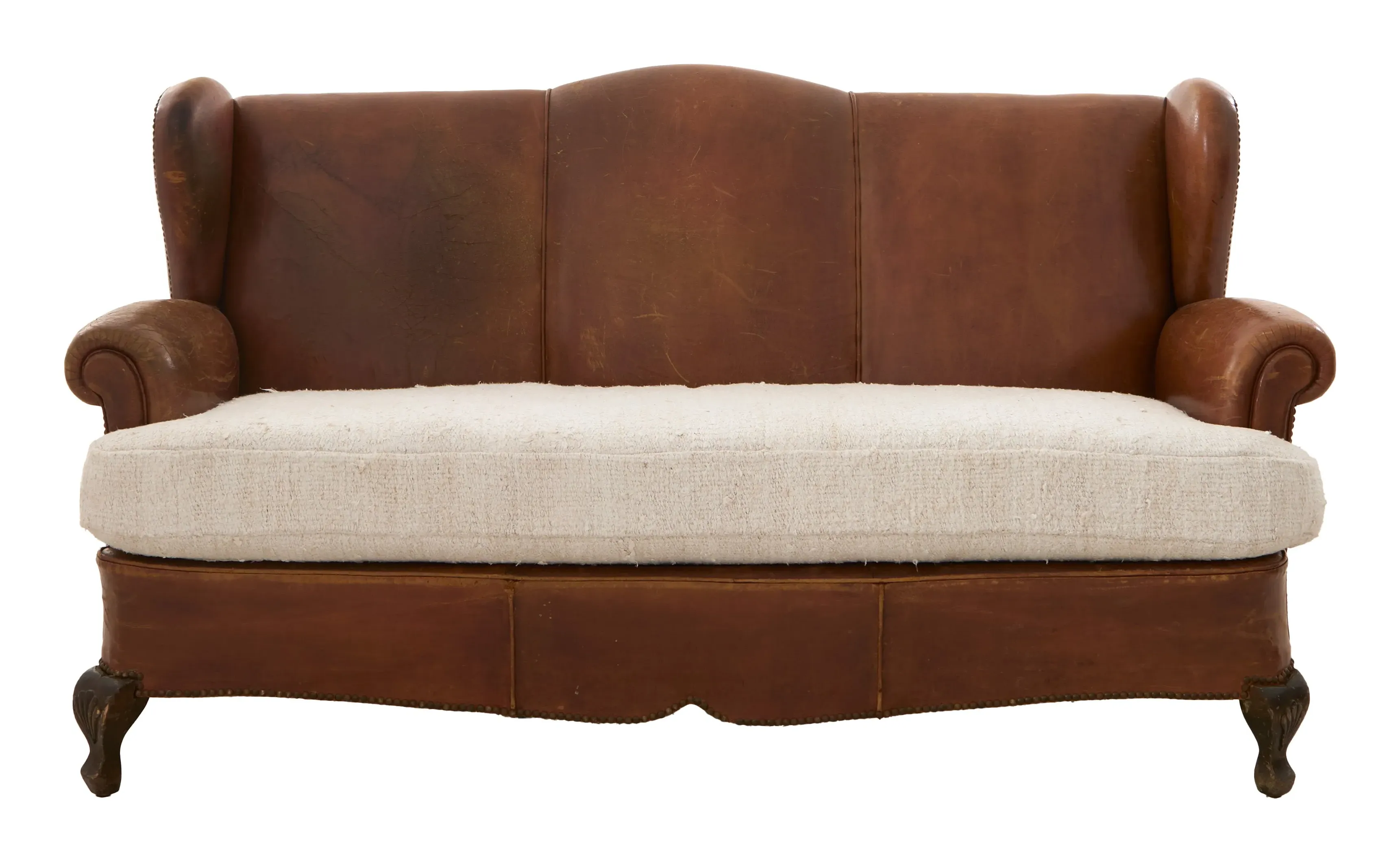 Antique Wing Back Sofa - Leather image