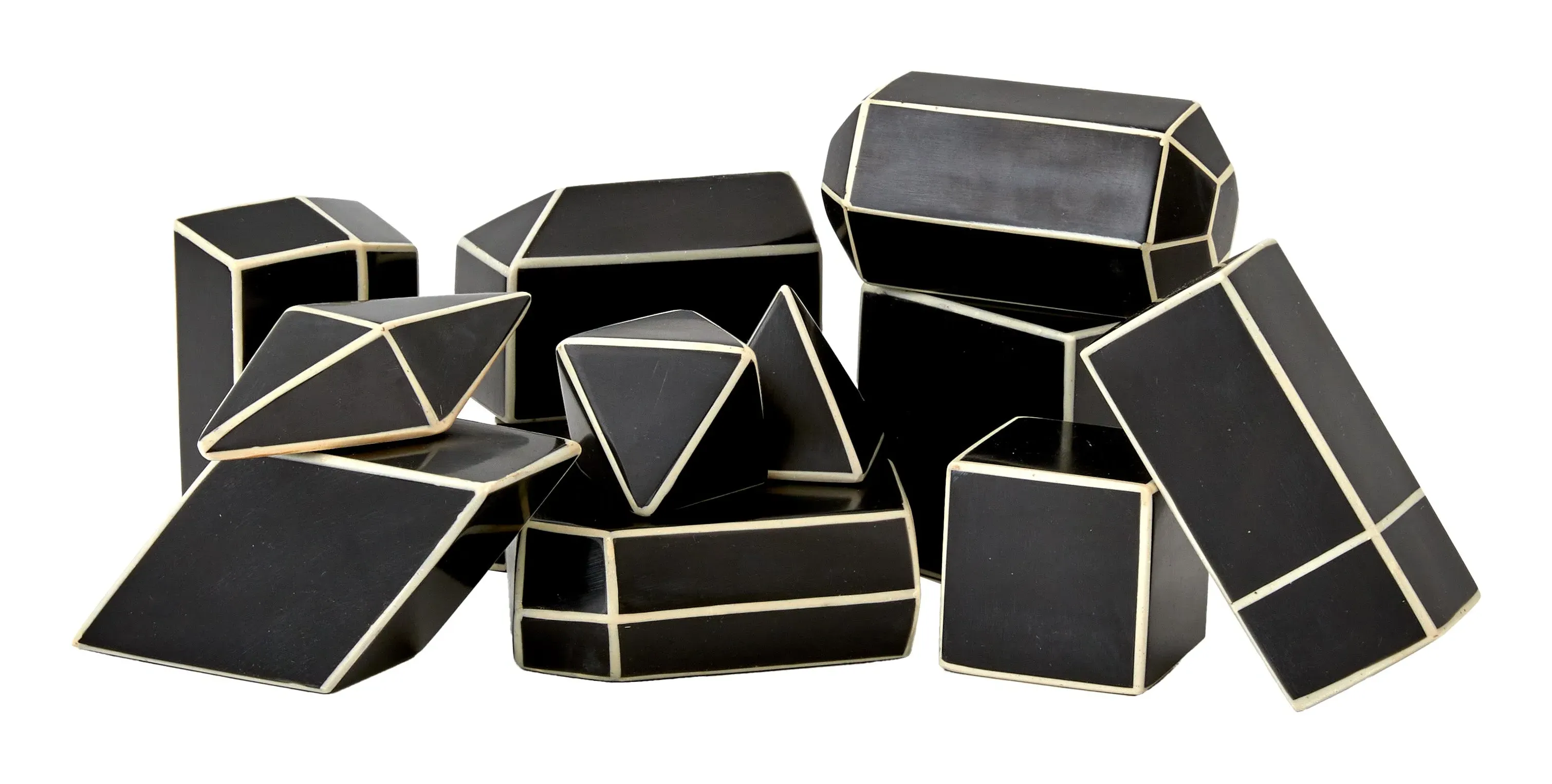 Artist's Block Set of 12 Geometric Shapes - Black, Resin image
