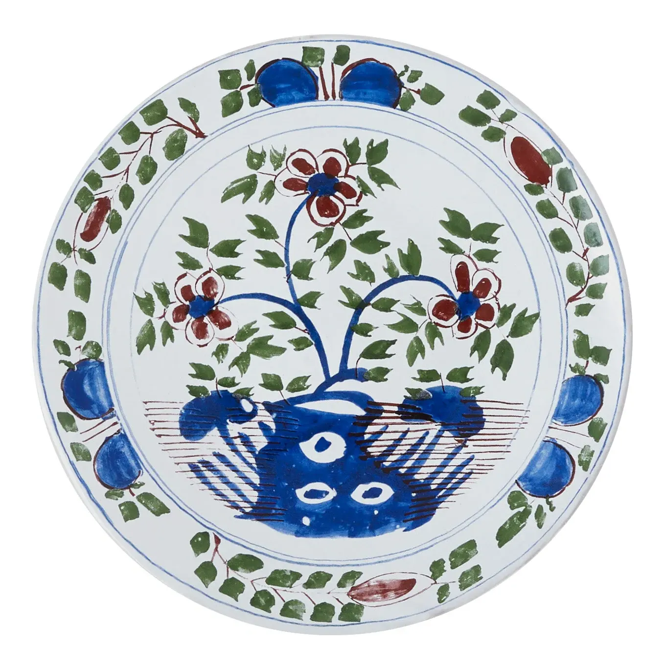 Astier de Villatte Bouquet Dinner Plate - Blue, Terracotta image