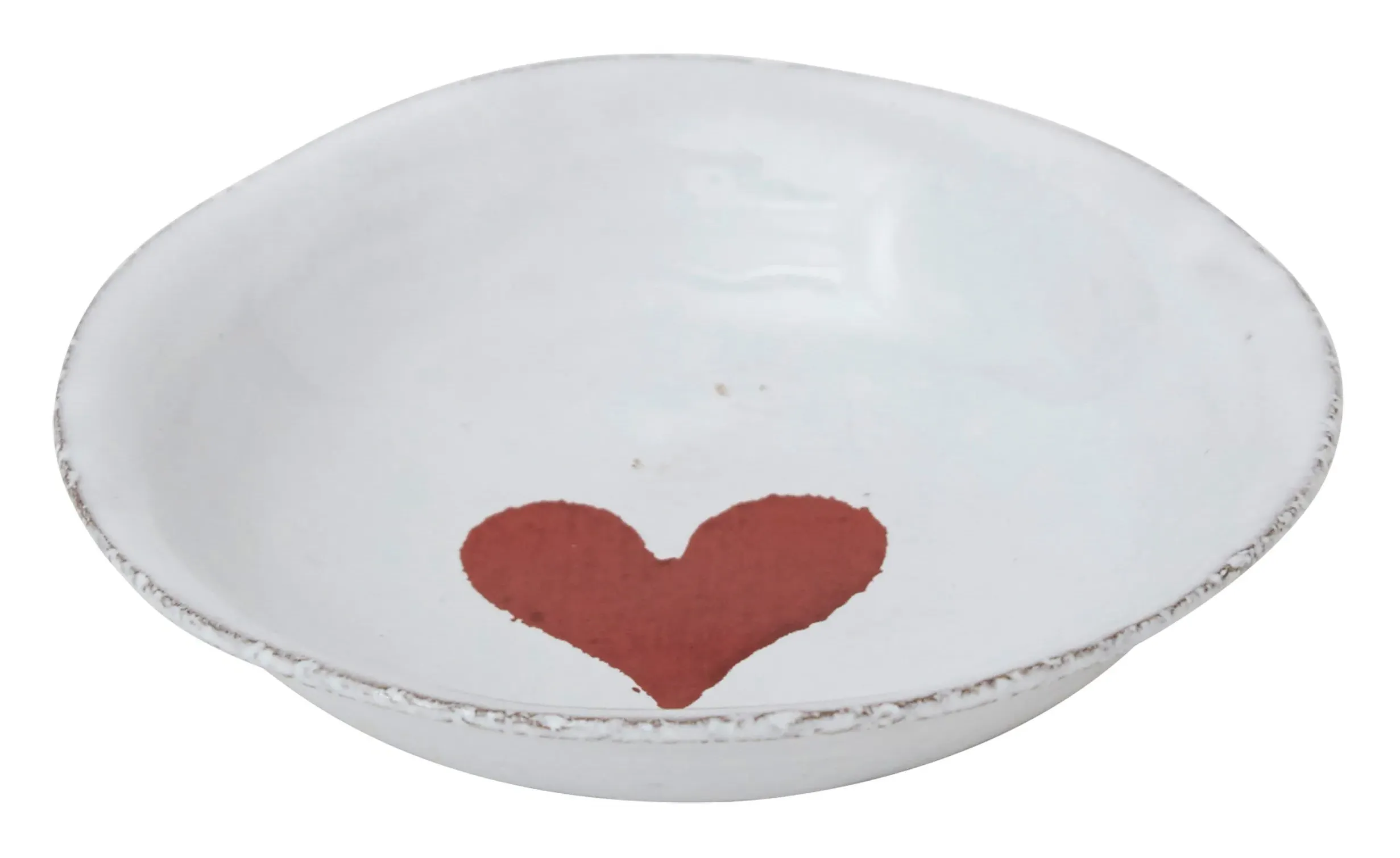 Astier de Villatte Heart Deep Saucer - White, Terracotta image