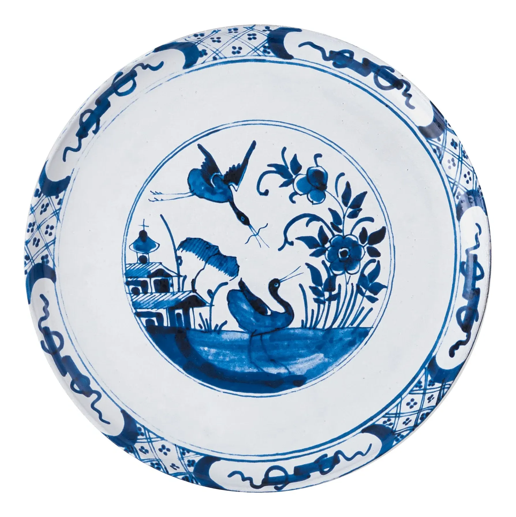 Astier de Villatte Heron Dinner Plate - Blue, Terracotta