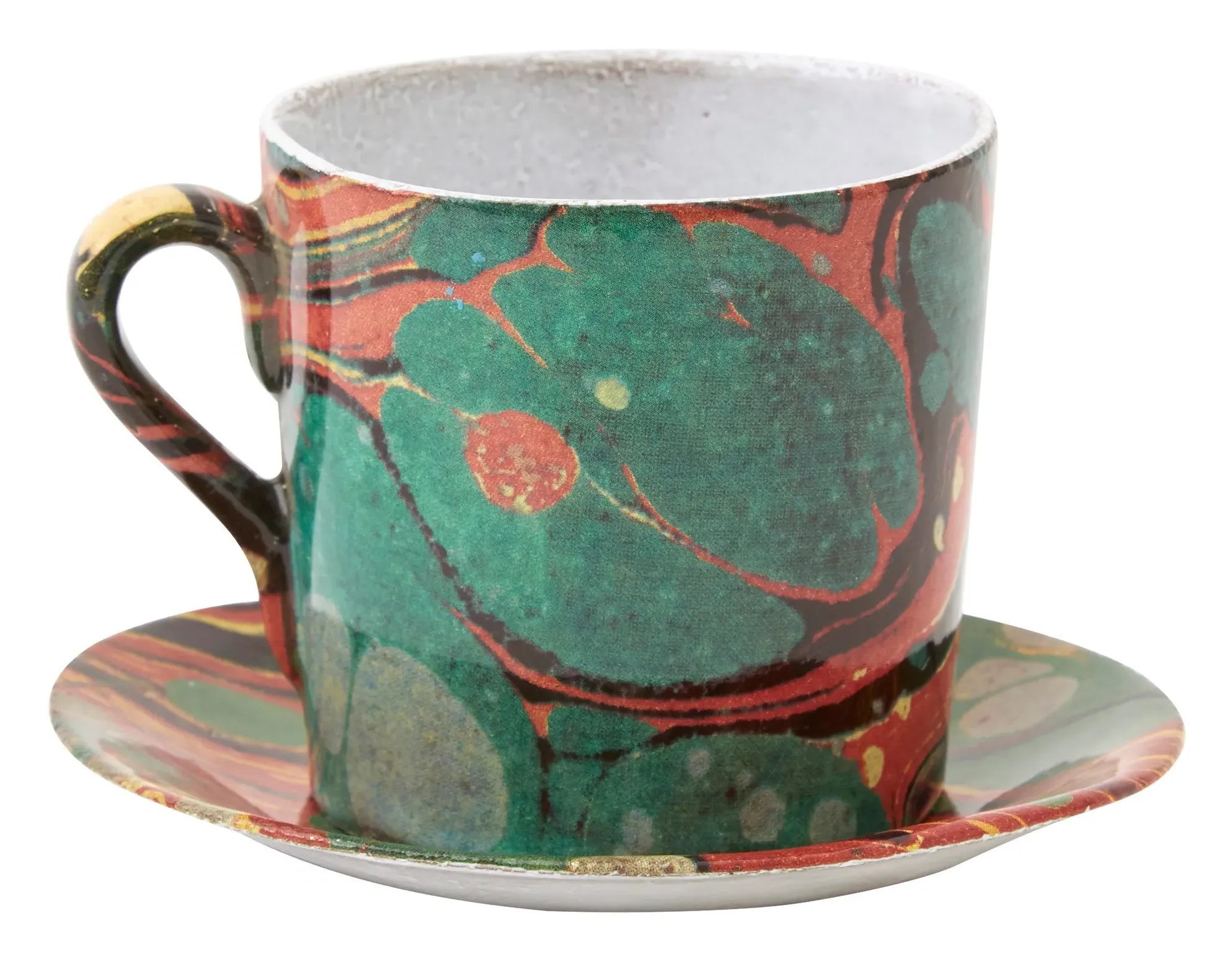 Astier de Villatte Marbled Cup and Saucer - Terracotta
