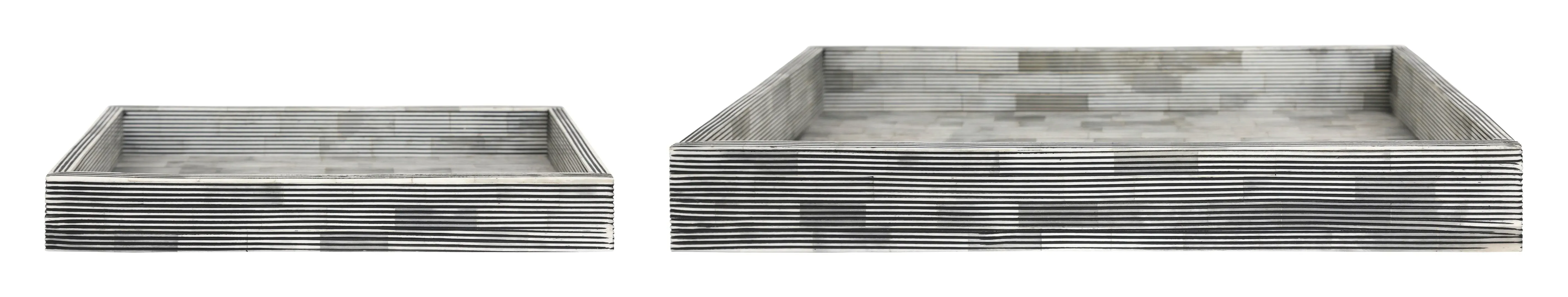 Atticus Rectangular Tray - Black and White, Bone