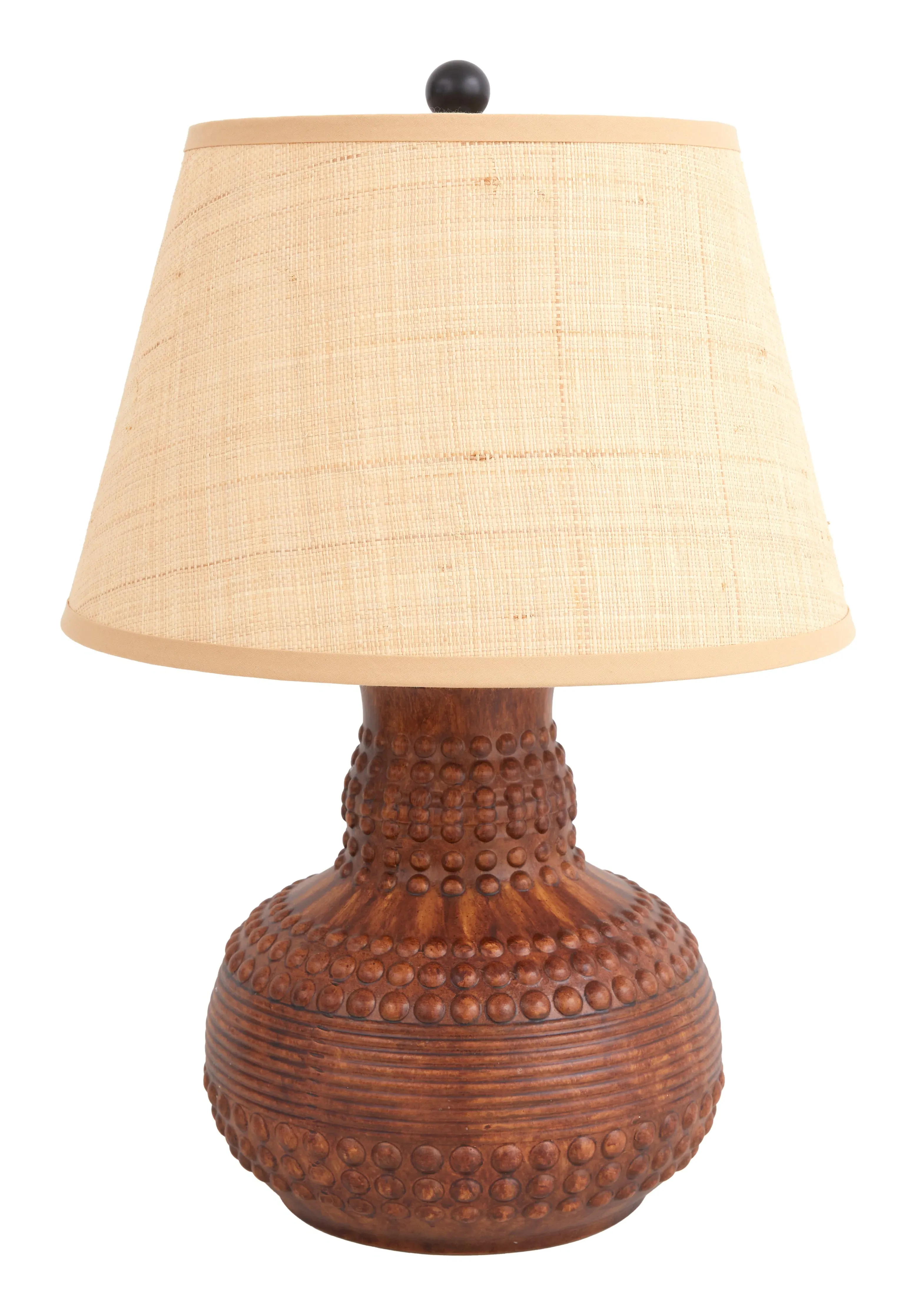 Barnaby Table Lamp with Grasscloth Shade - Brown, Ceramic image