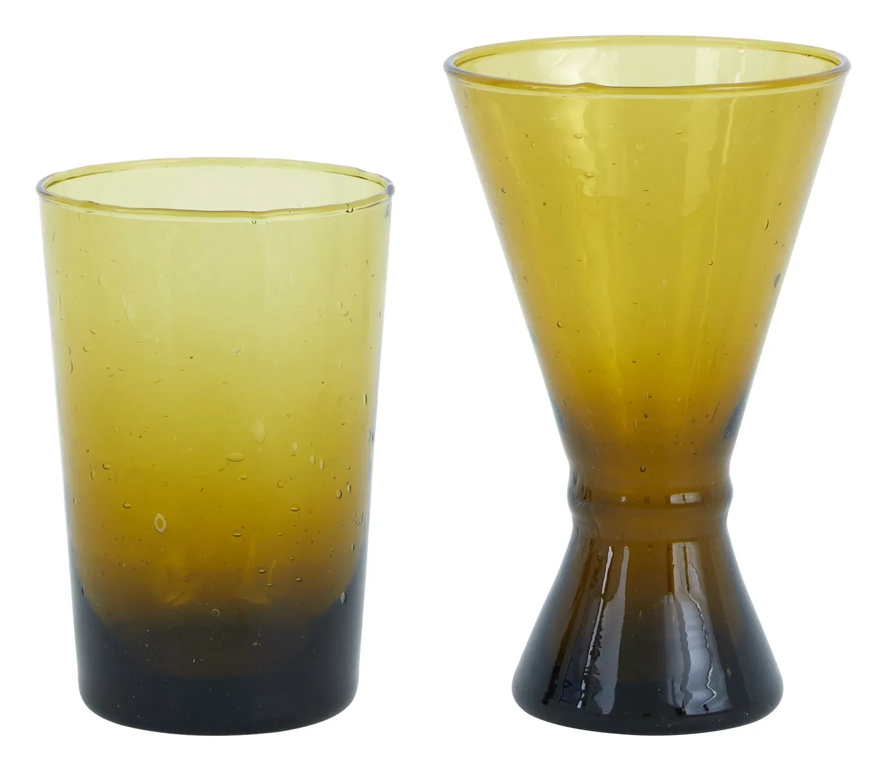 Beldi Vert Handblown Glassware Set - Olive Green, Recycled Glass image