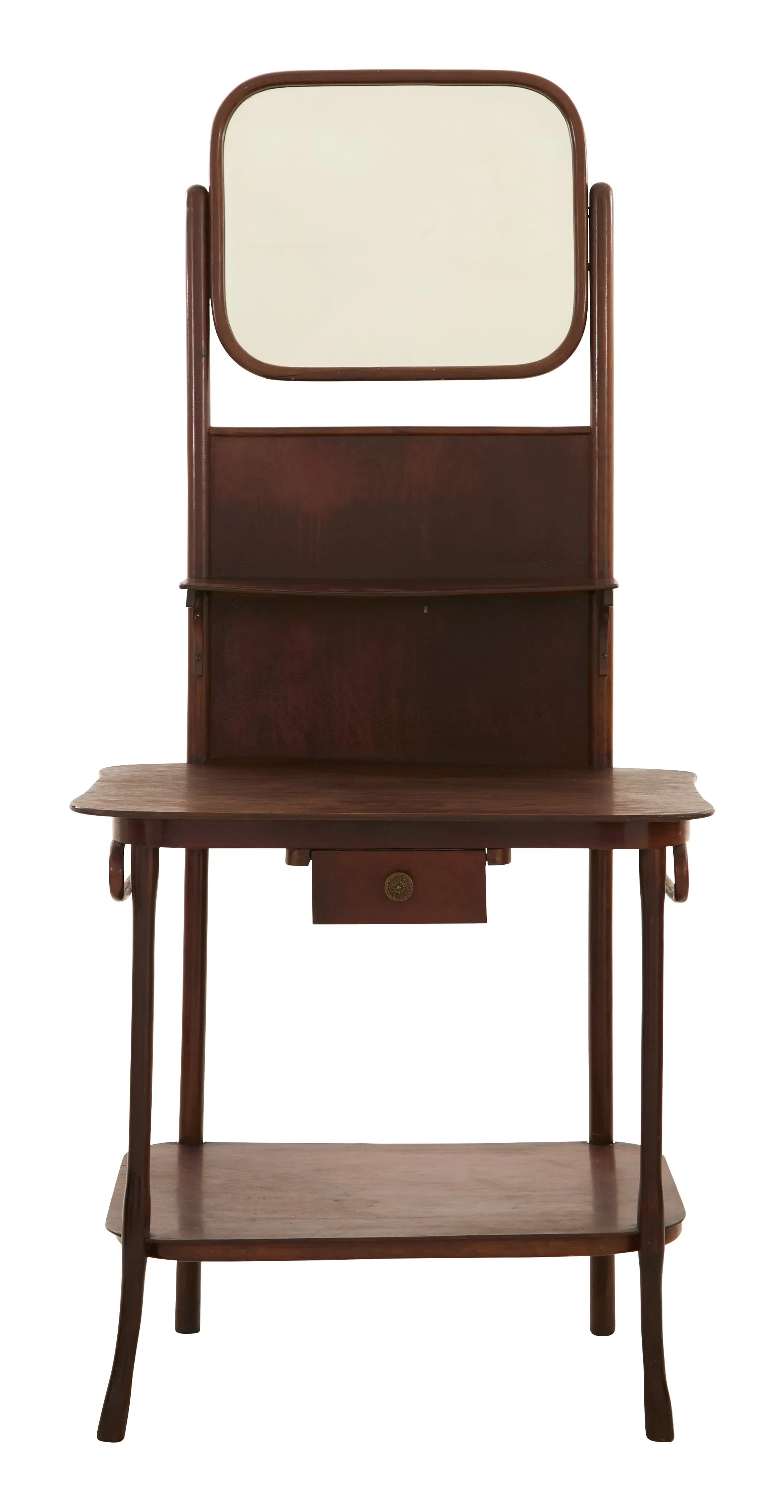 Bentwood Wash Stand with Mirror - Patina Wood image