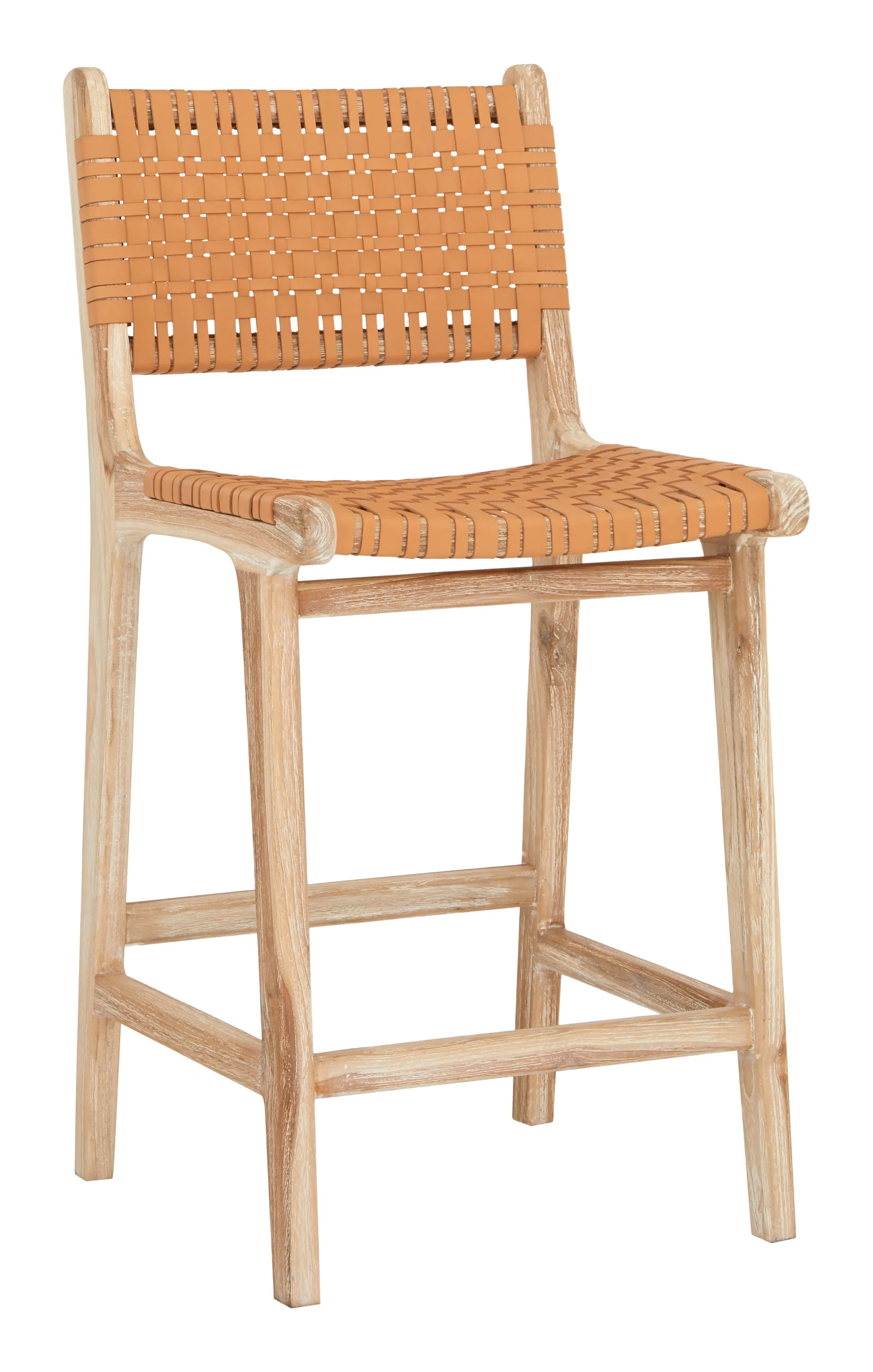 Bernard Counter Stool - Natural Leather, Teak image