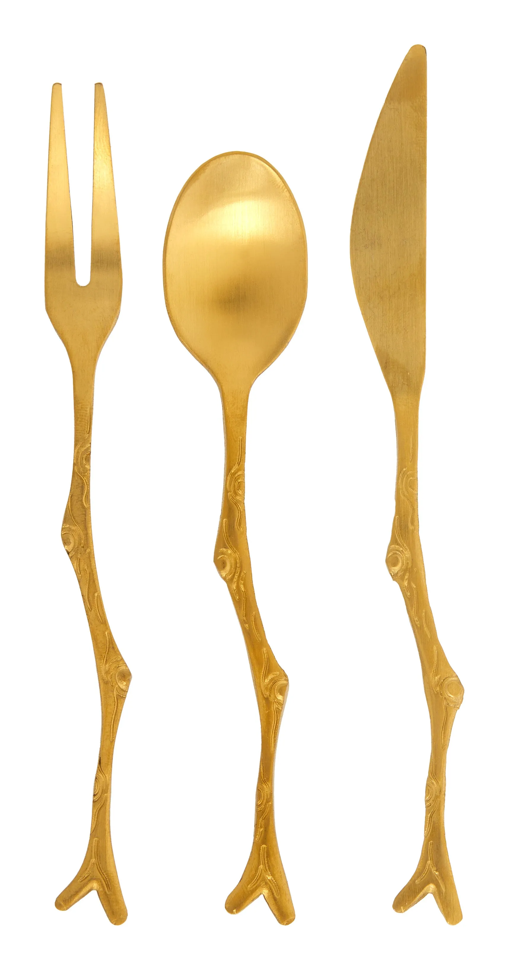Branch Appetizer Utensils Set - Brass