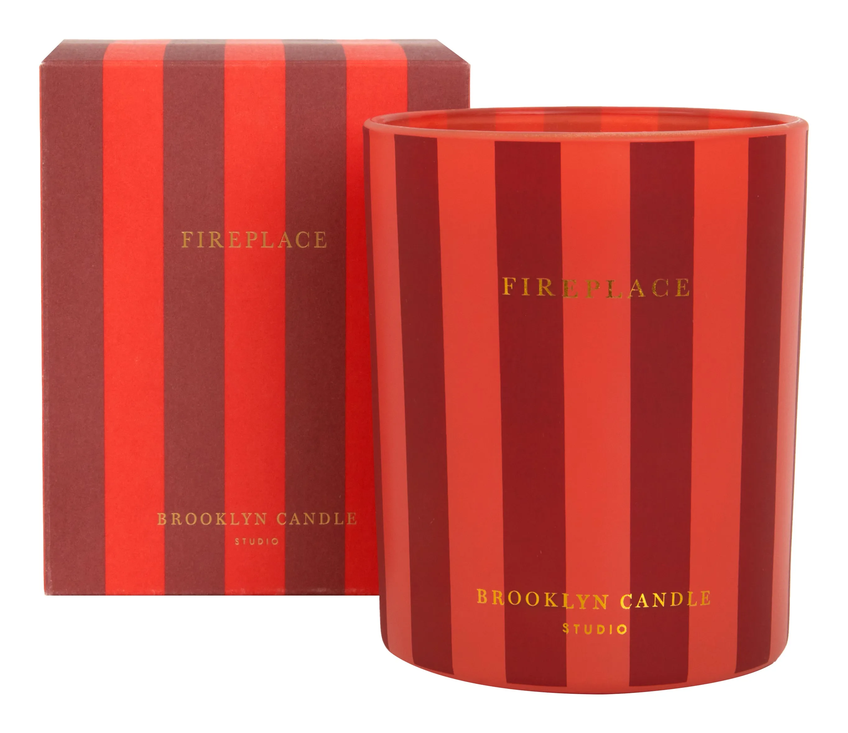 Brooklyn Candle Studio Holiday Fireplace Candle - Striped image