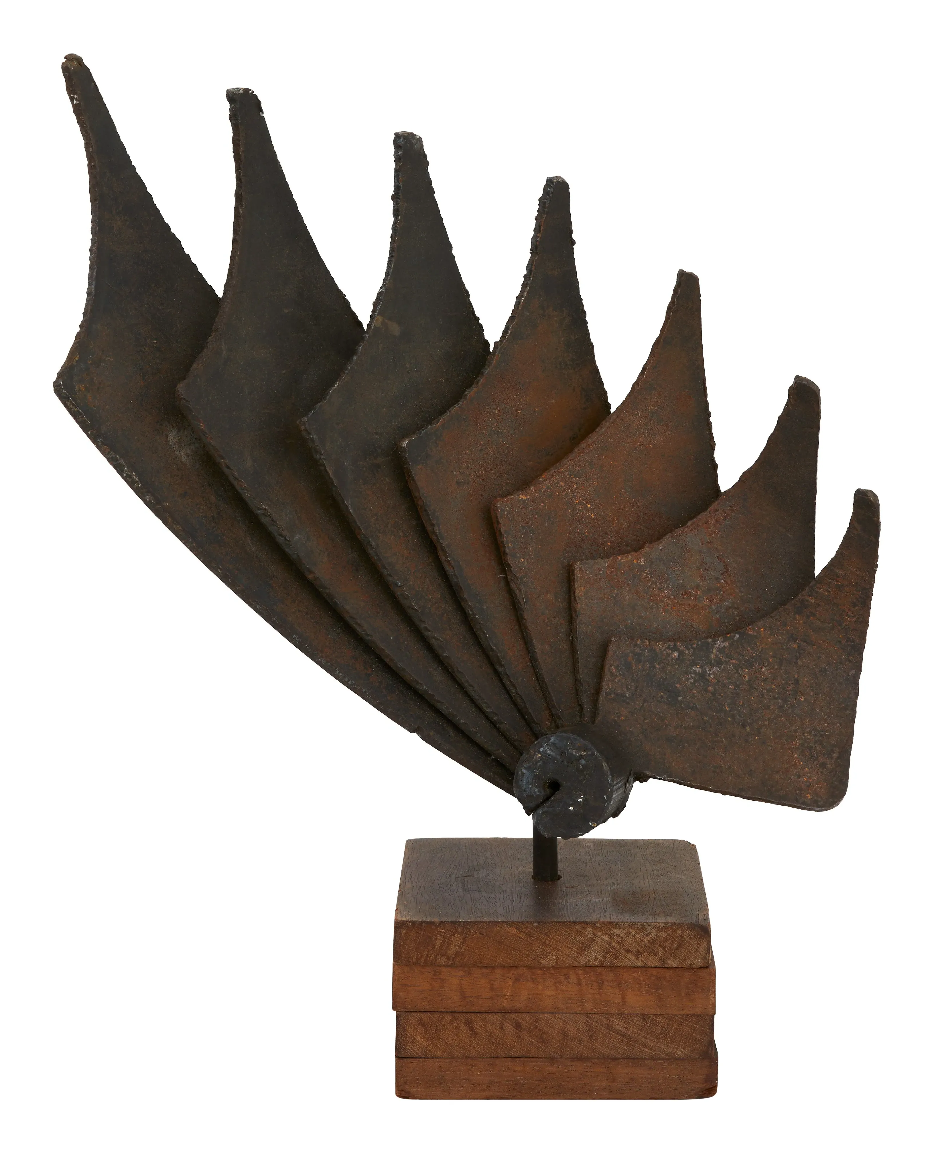 Brutalist Metal Sculpture - Wood Base image