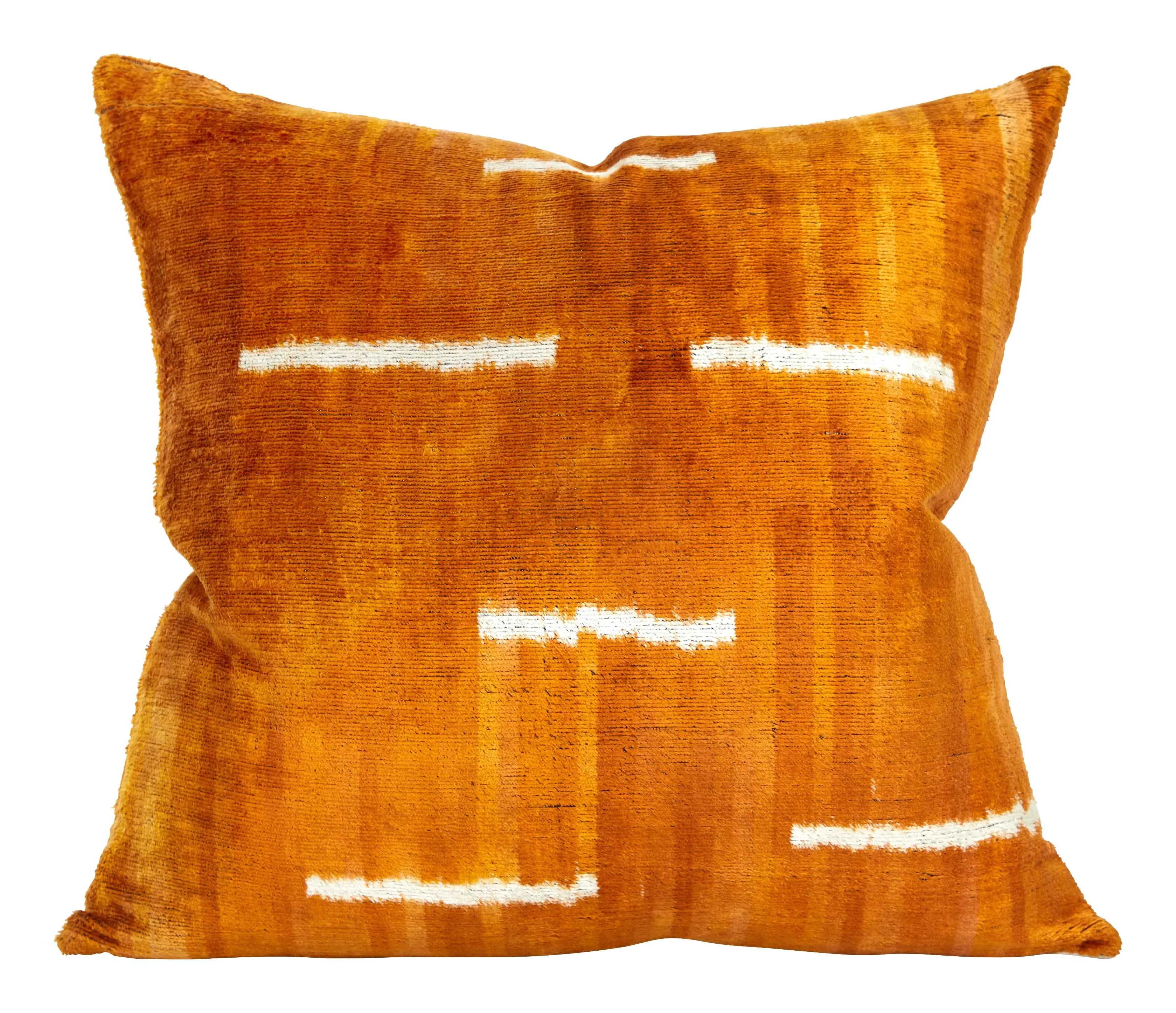 Cash Square Throw Pillow - Orange, Silk Velvet image