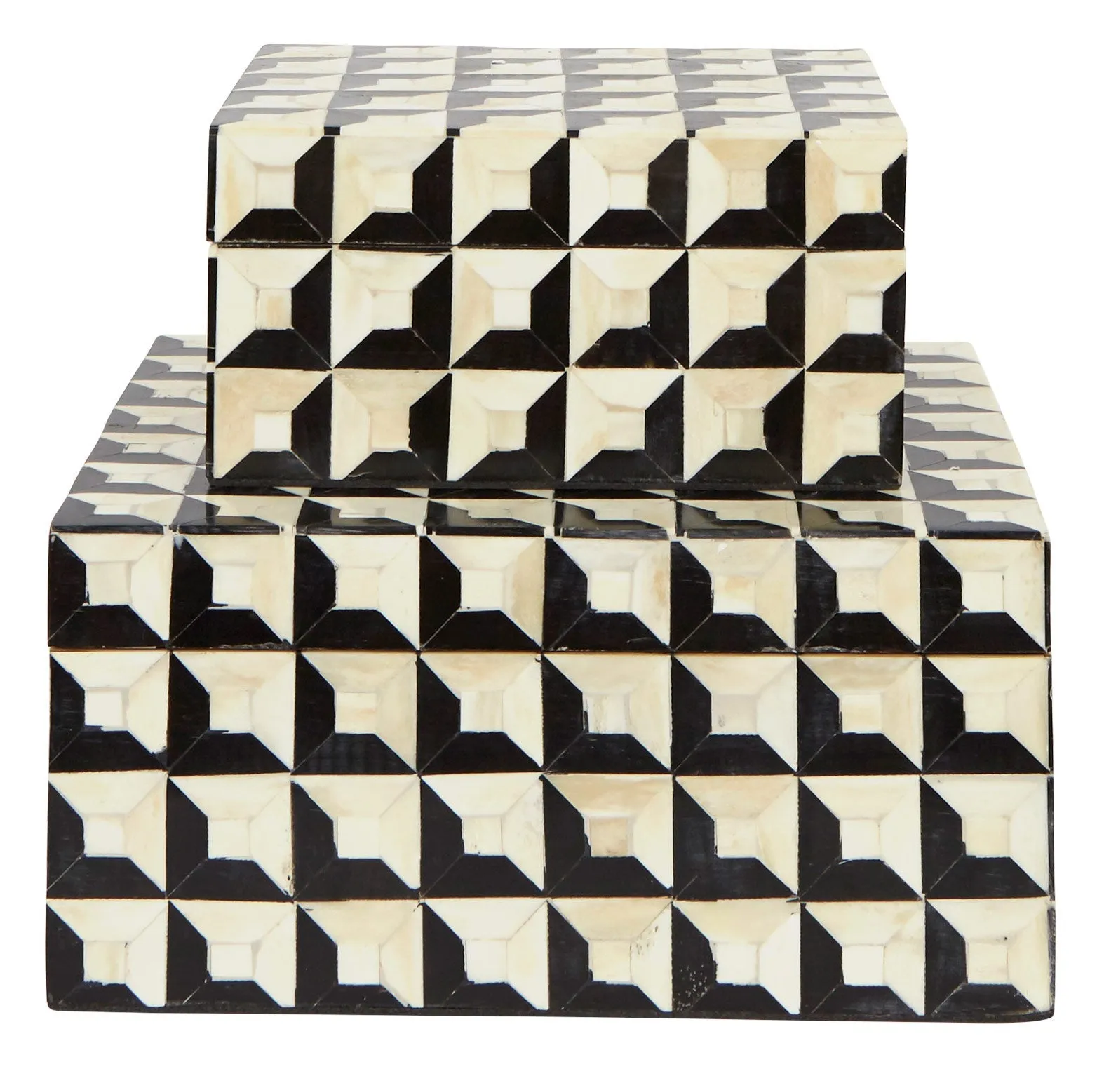 Coffered Inlay Storage Box - Bone, Buffalo Horn image