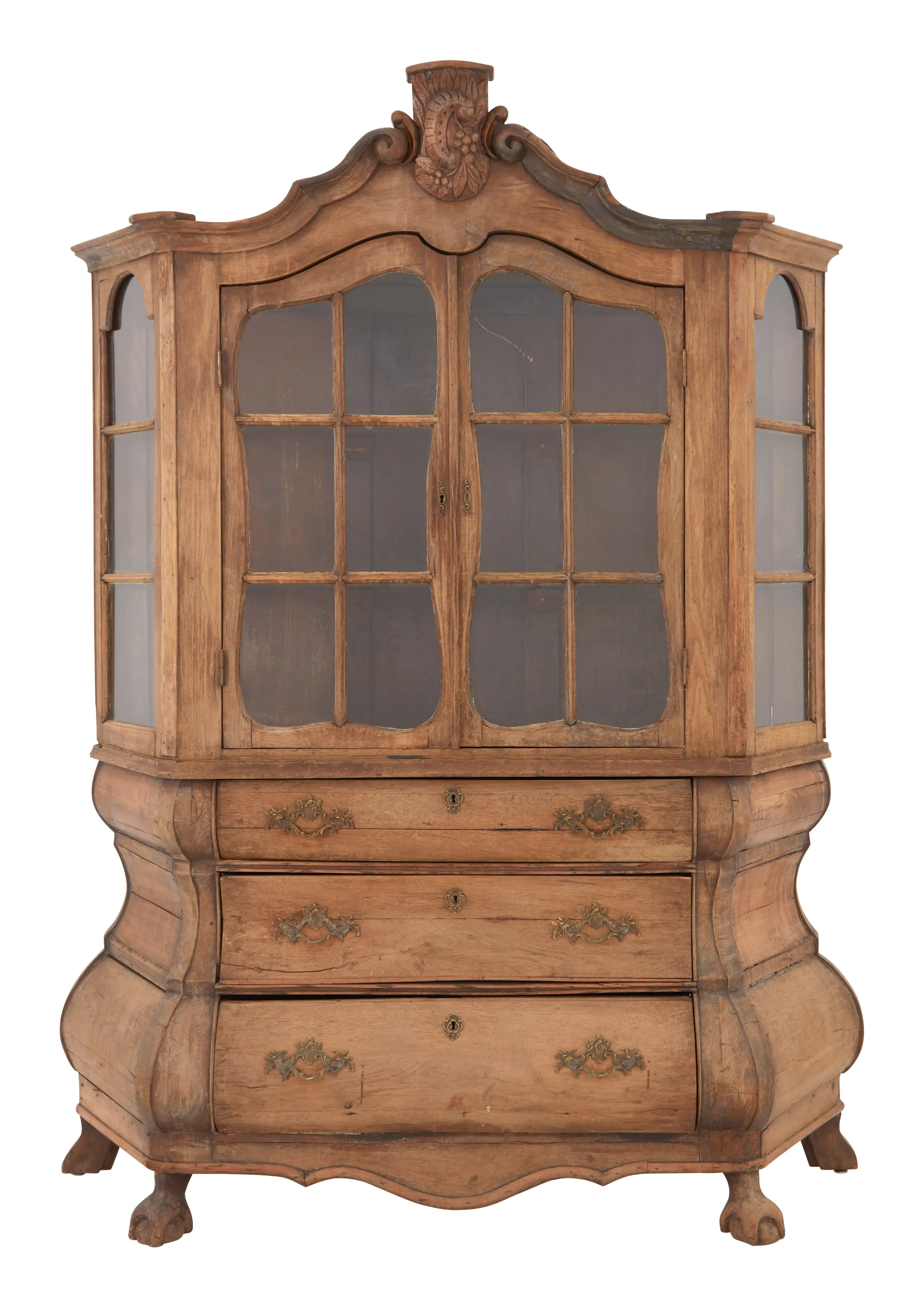 Dutch Serpentine Vitrine - Stripped Wood image