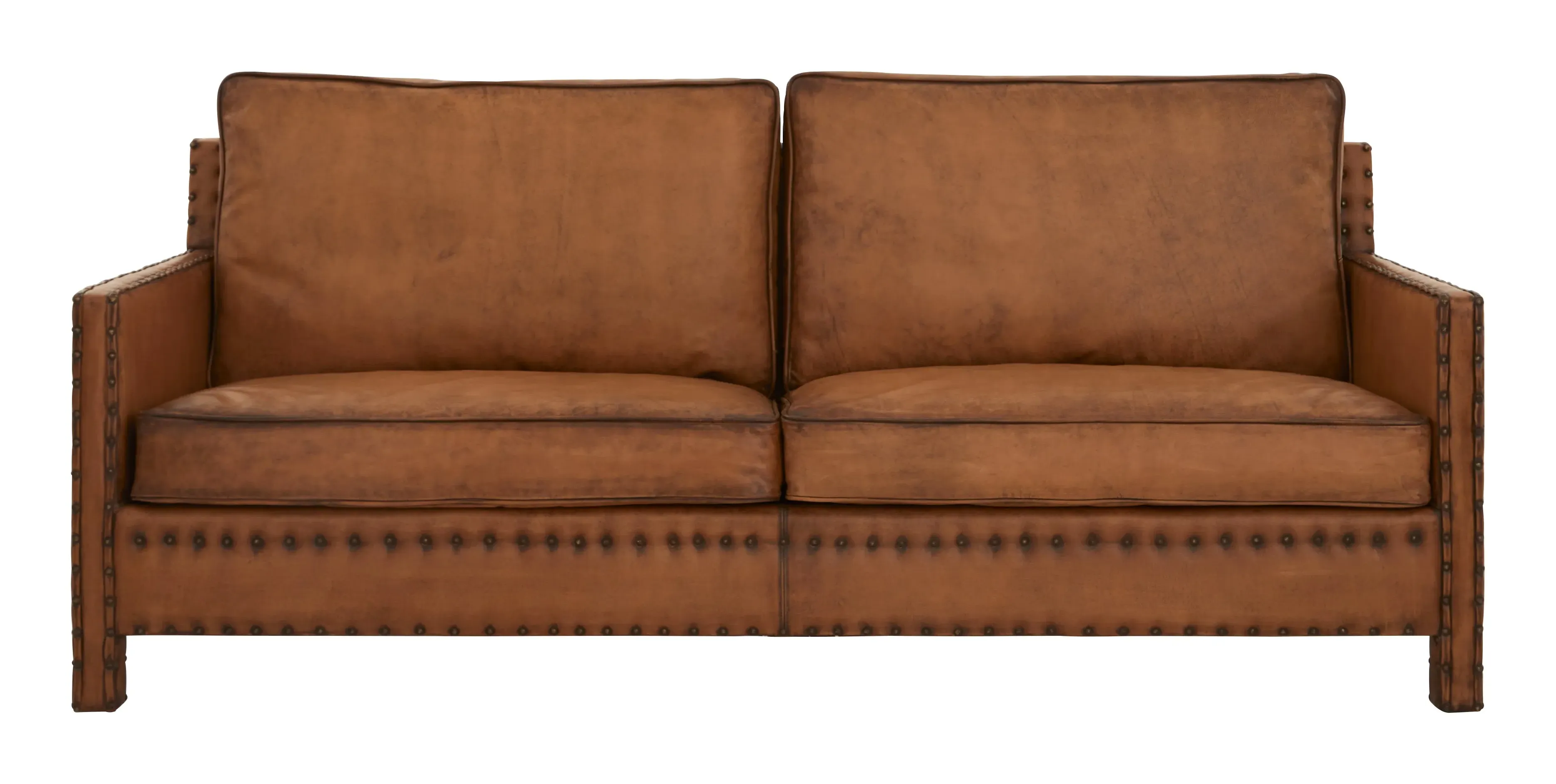 Dylan Sofa with Nailhead Trim - Caramel, Leather image