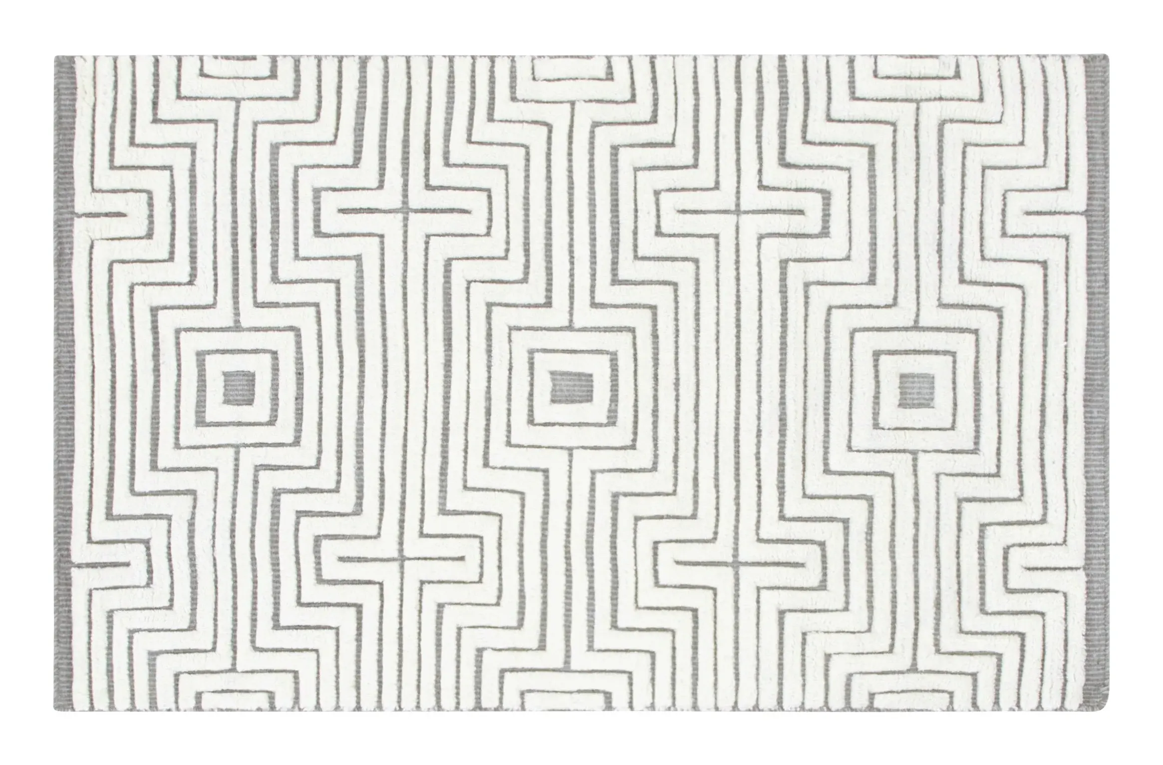 Farso Rug with Cutwork Design - Ivory & Grey, Wool image