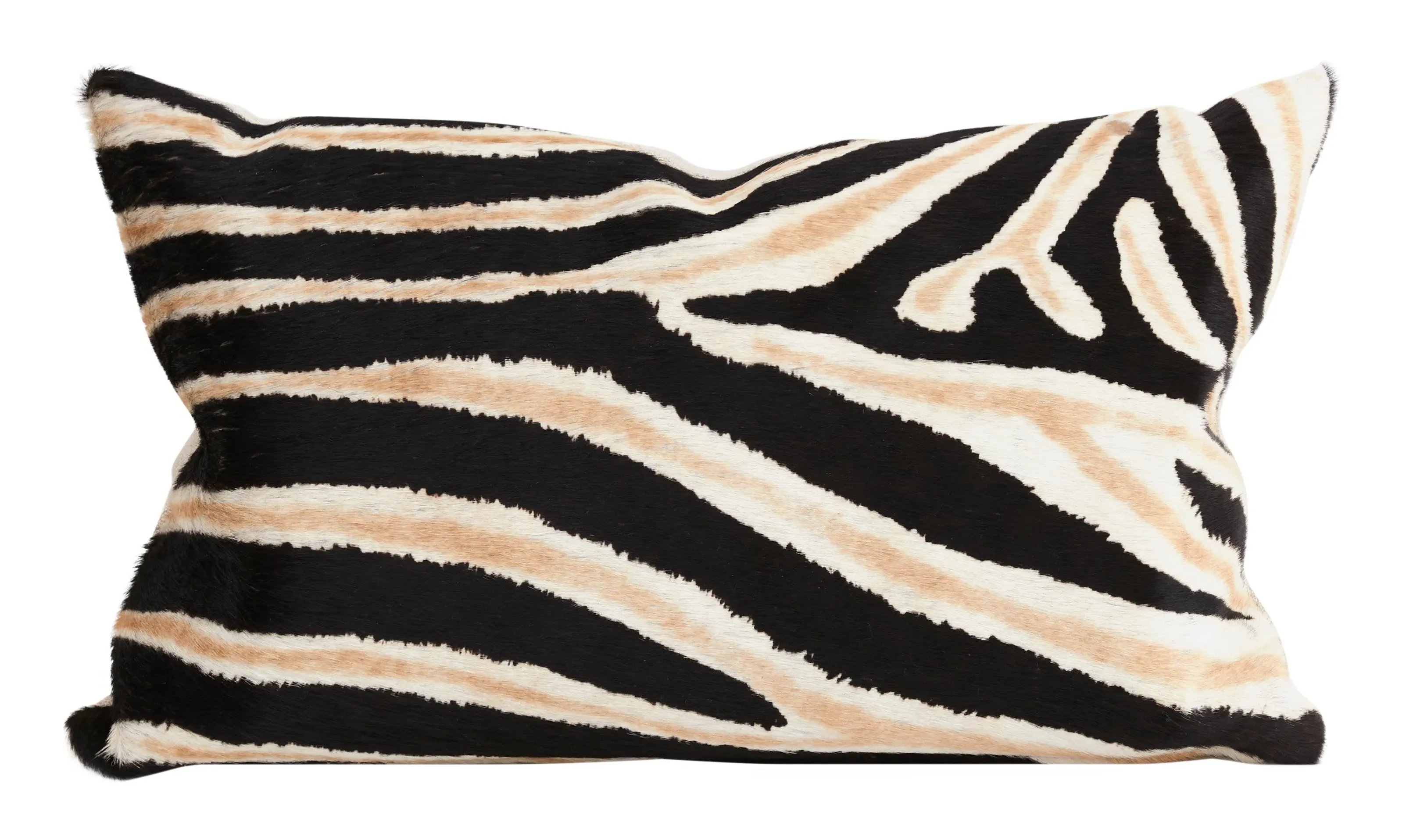 Faux Zebra Pillow - Black White Cream, Cowhide image