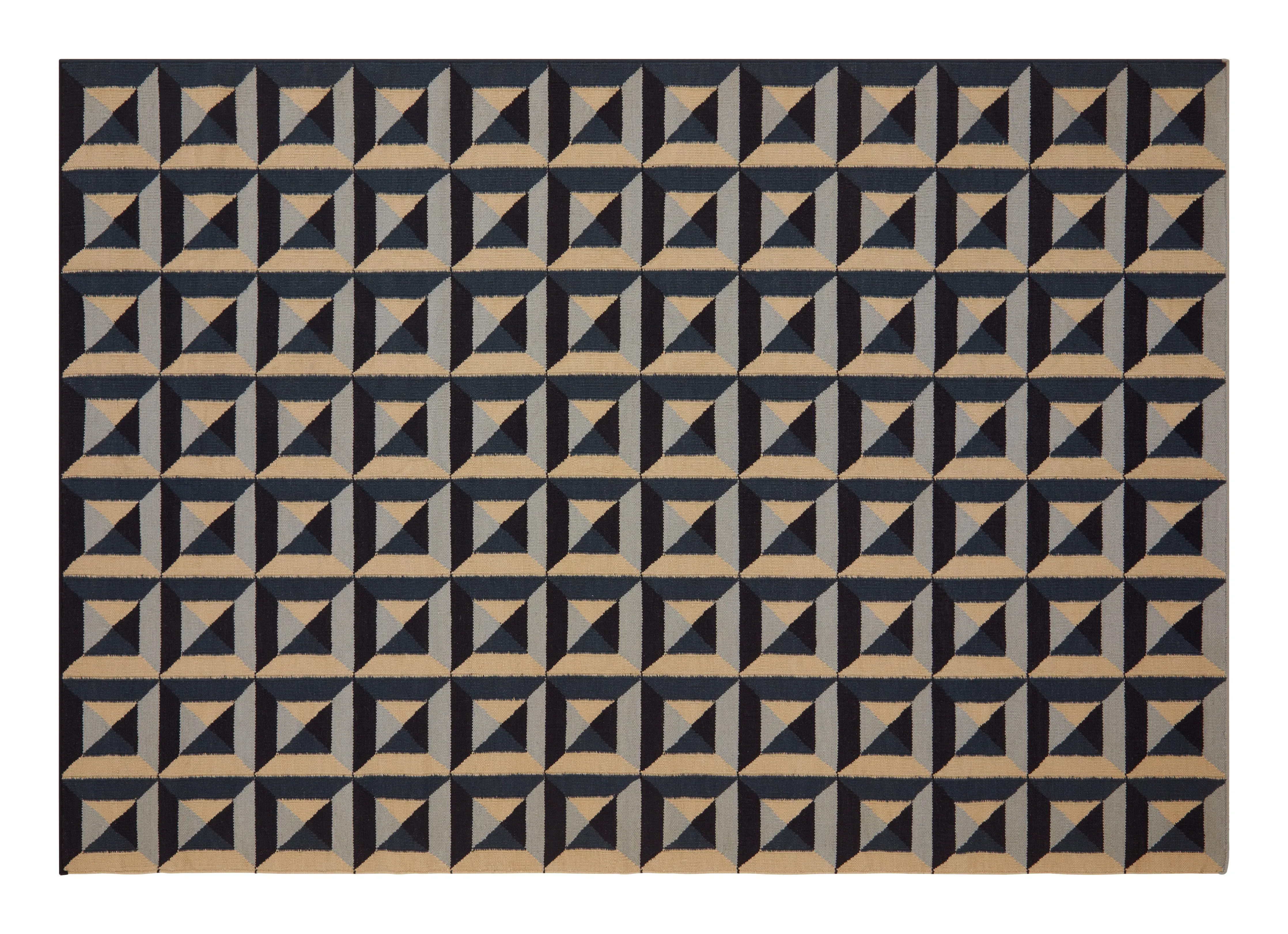 Gannon Flatweave Rug - Blue, Cotton Wool