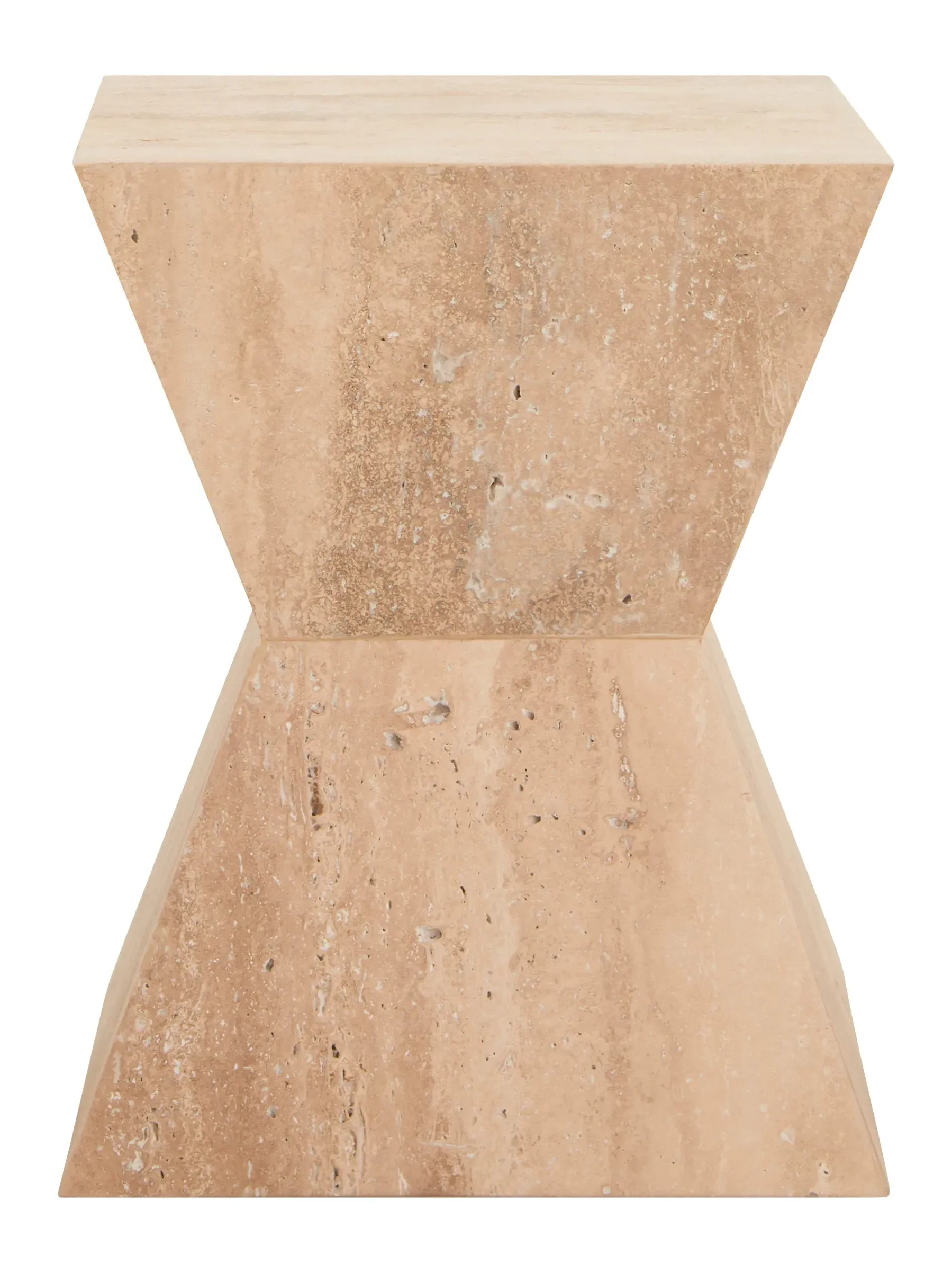 Gareth Hourglass Side Table - Sand, Travertine Stone image