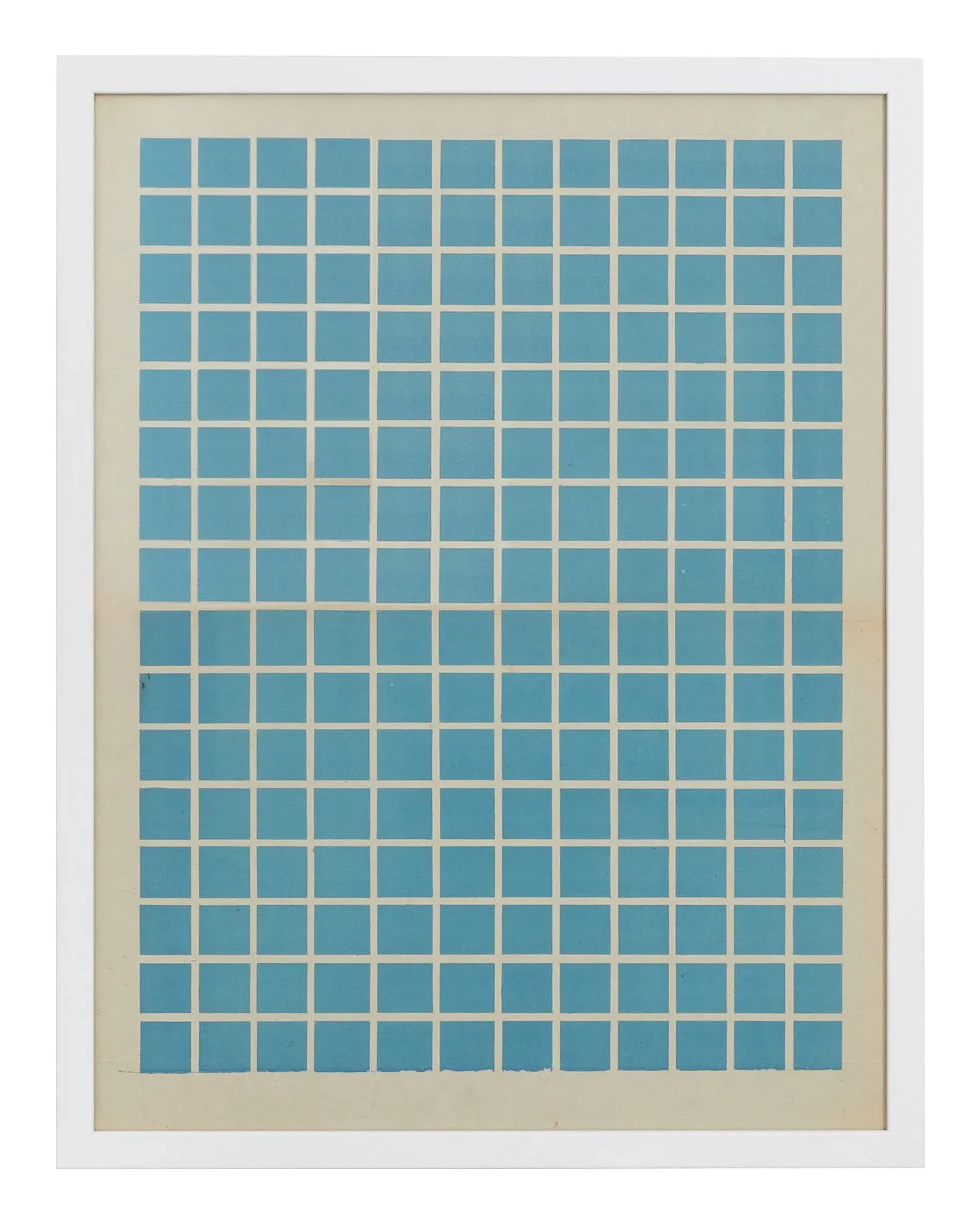 Geometric Grid Print Wall Art - White Wood Frame image