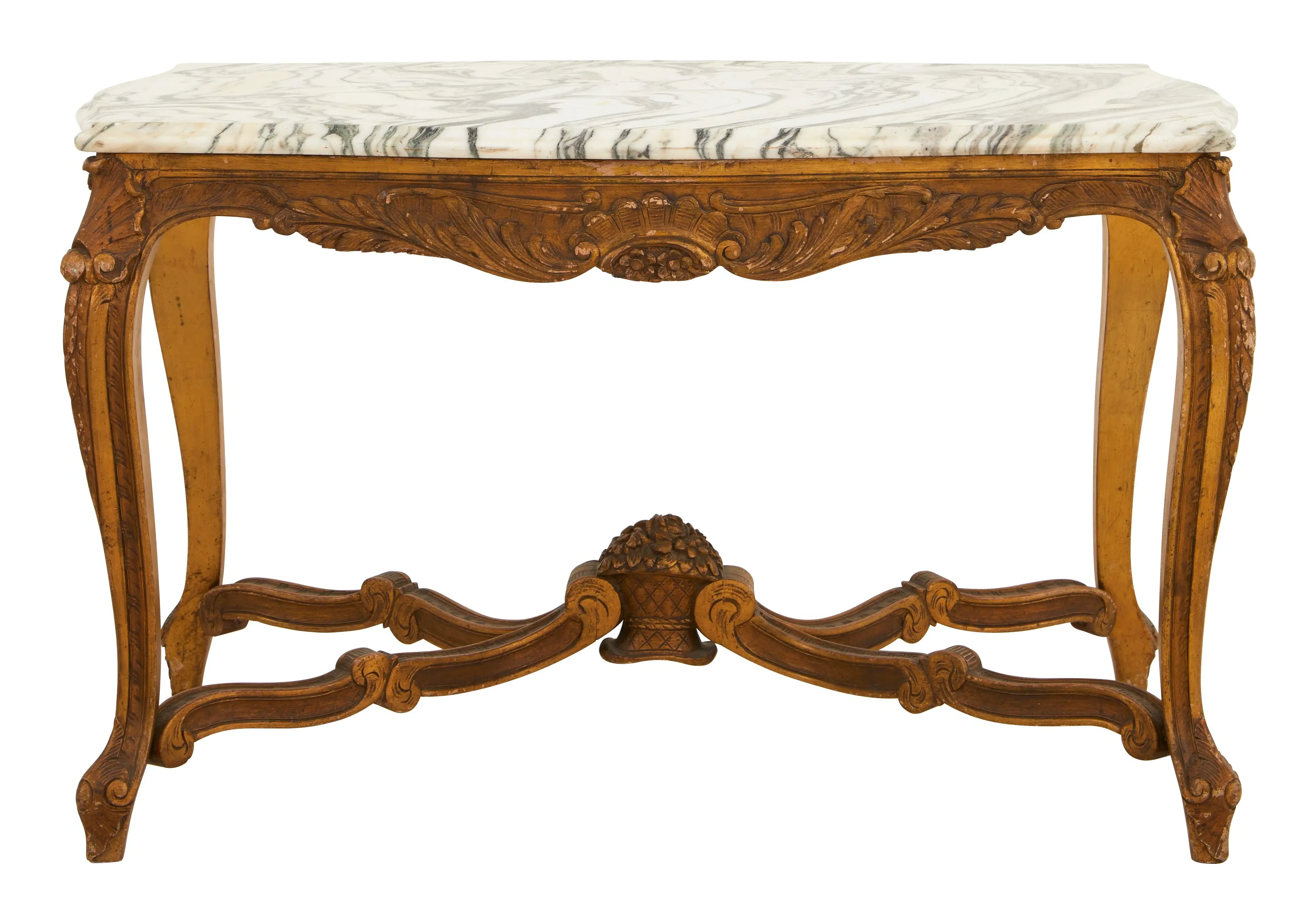 Gilt Carved Wood Table - Marble Top image