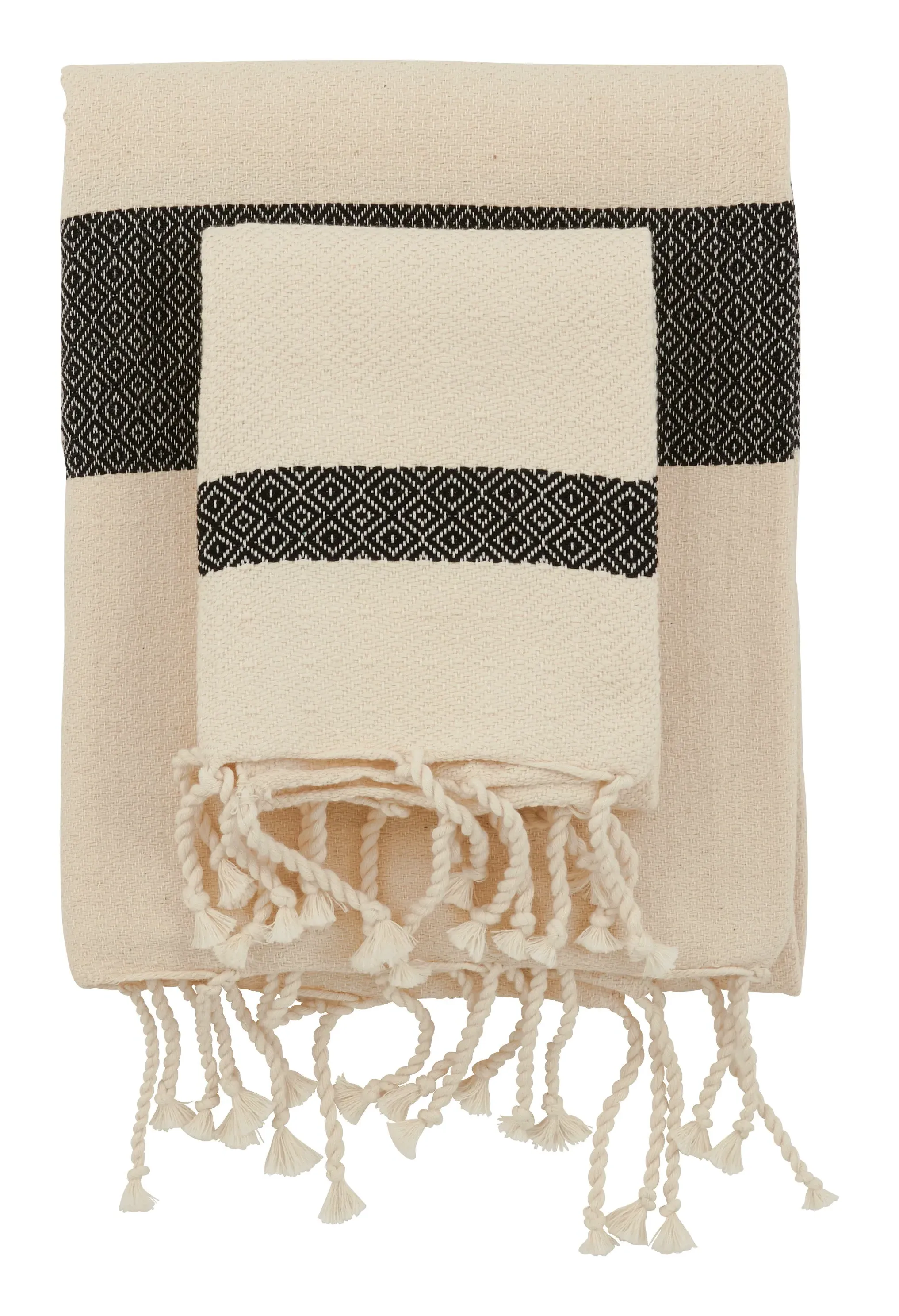Hammam Black Diamond Bath Towels - Cream, Cotton image