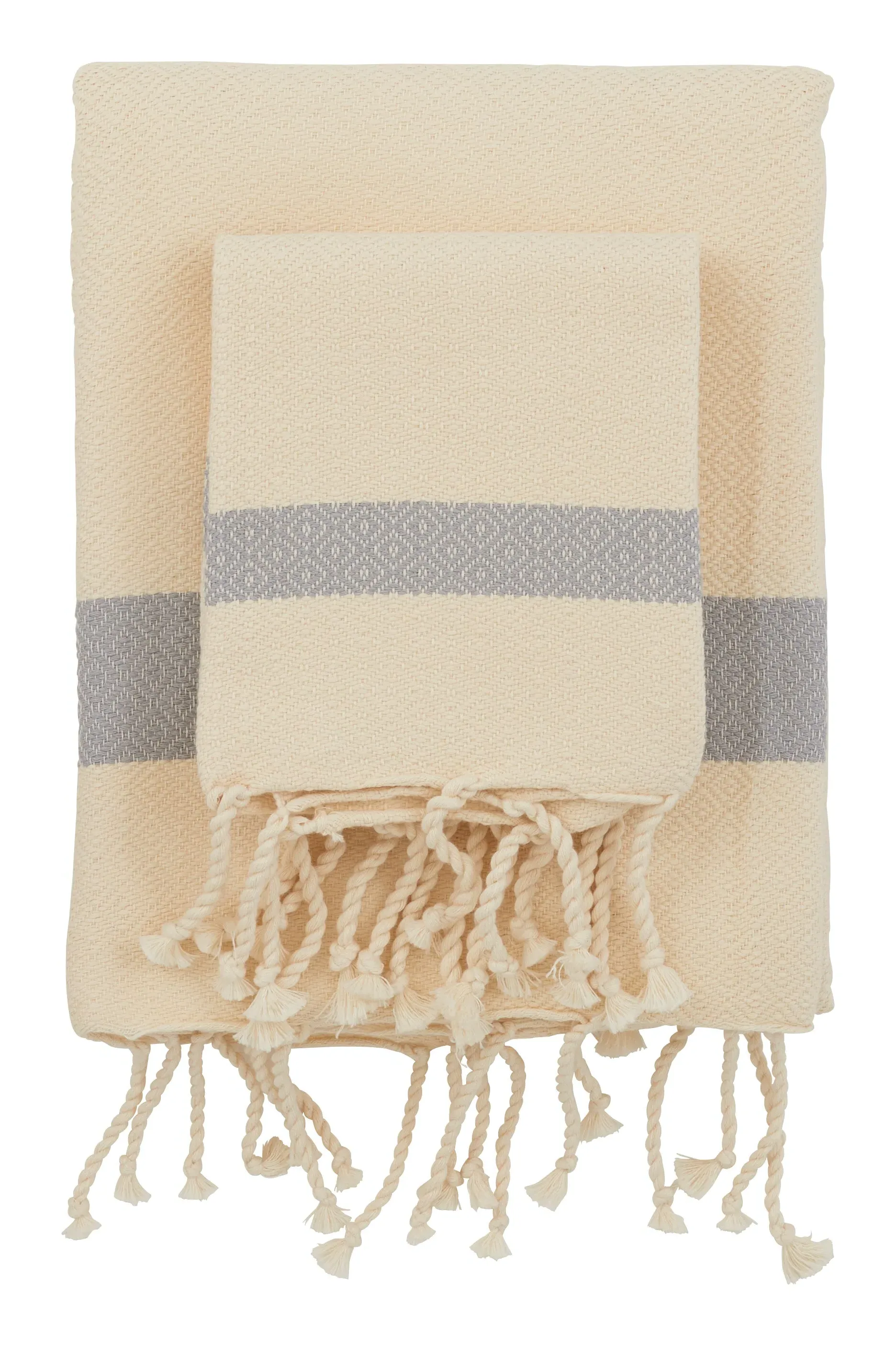Hammam Zigzag Bath Towels - Grey, Cotton