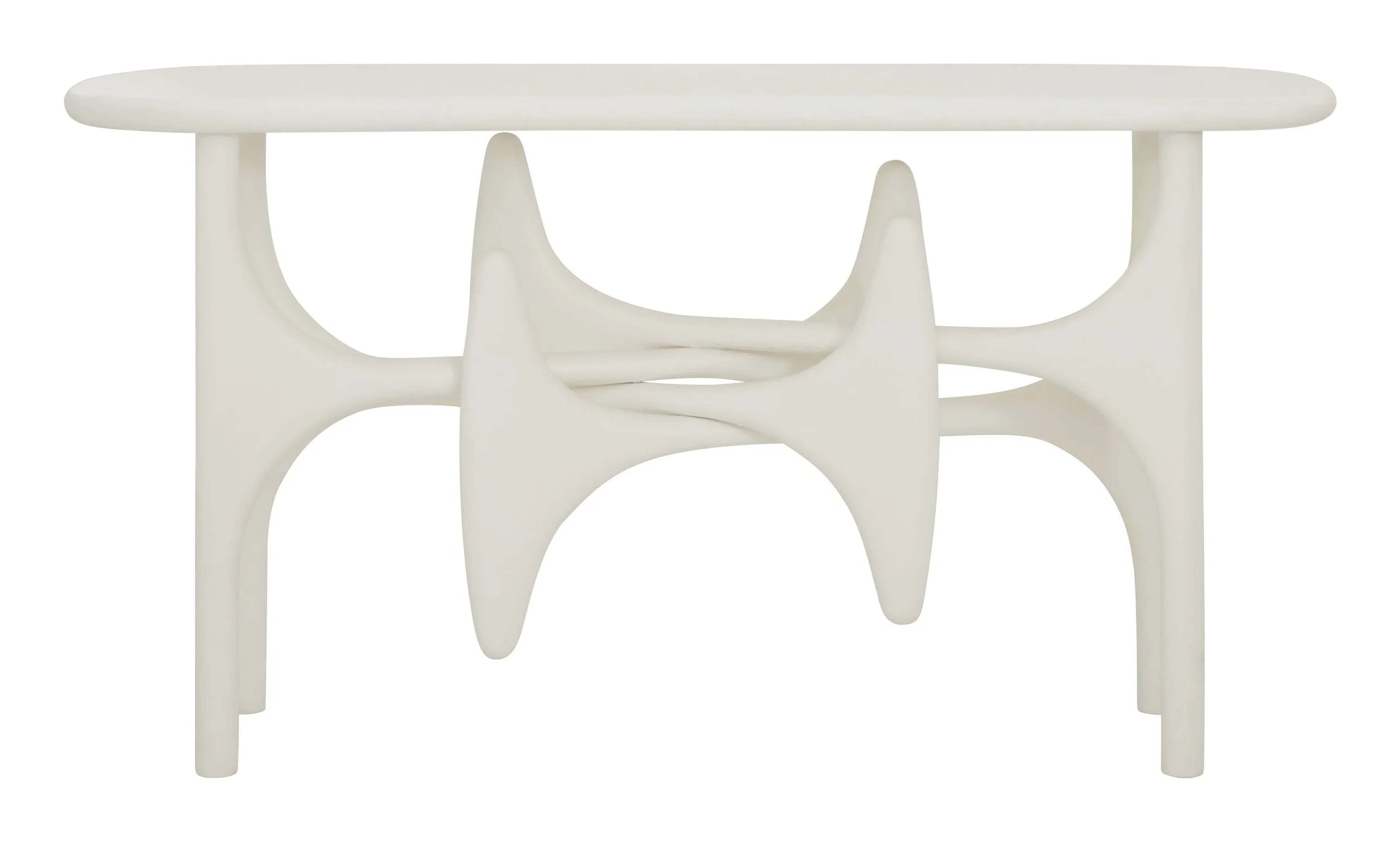 Irving Oval Console Table - White, Alder Wood image