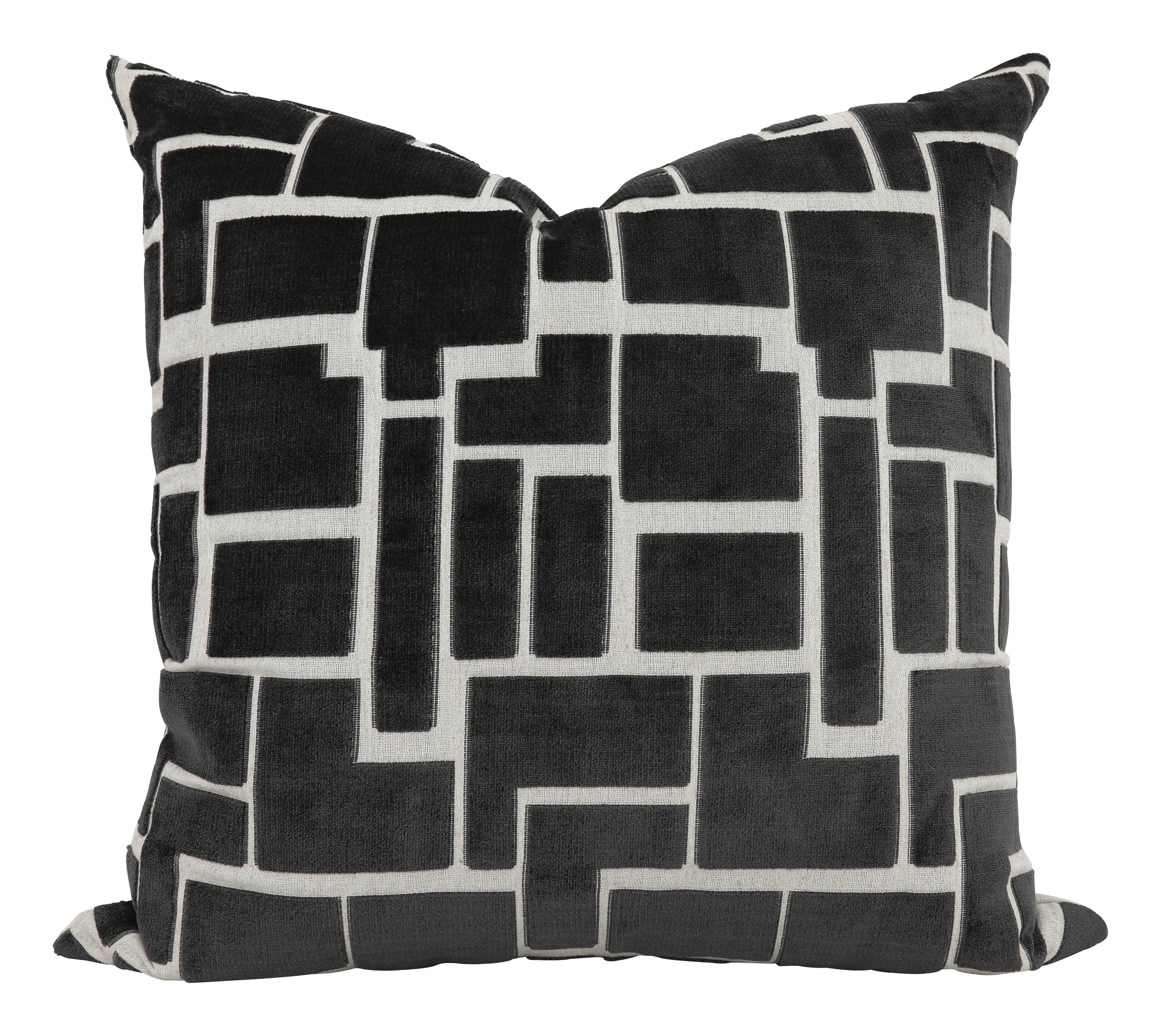 Labyrinth Square Throw Pillow - Charcoal, Velvet image