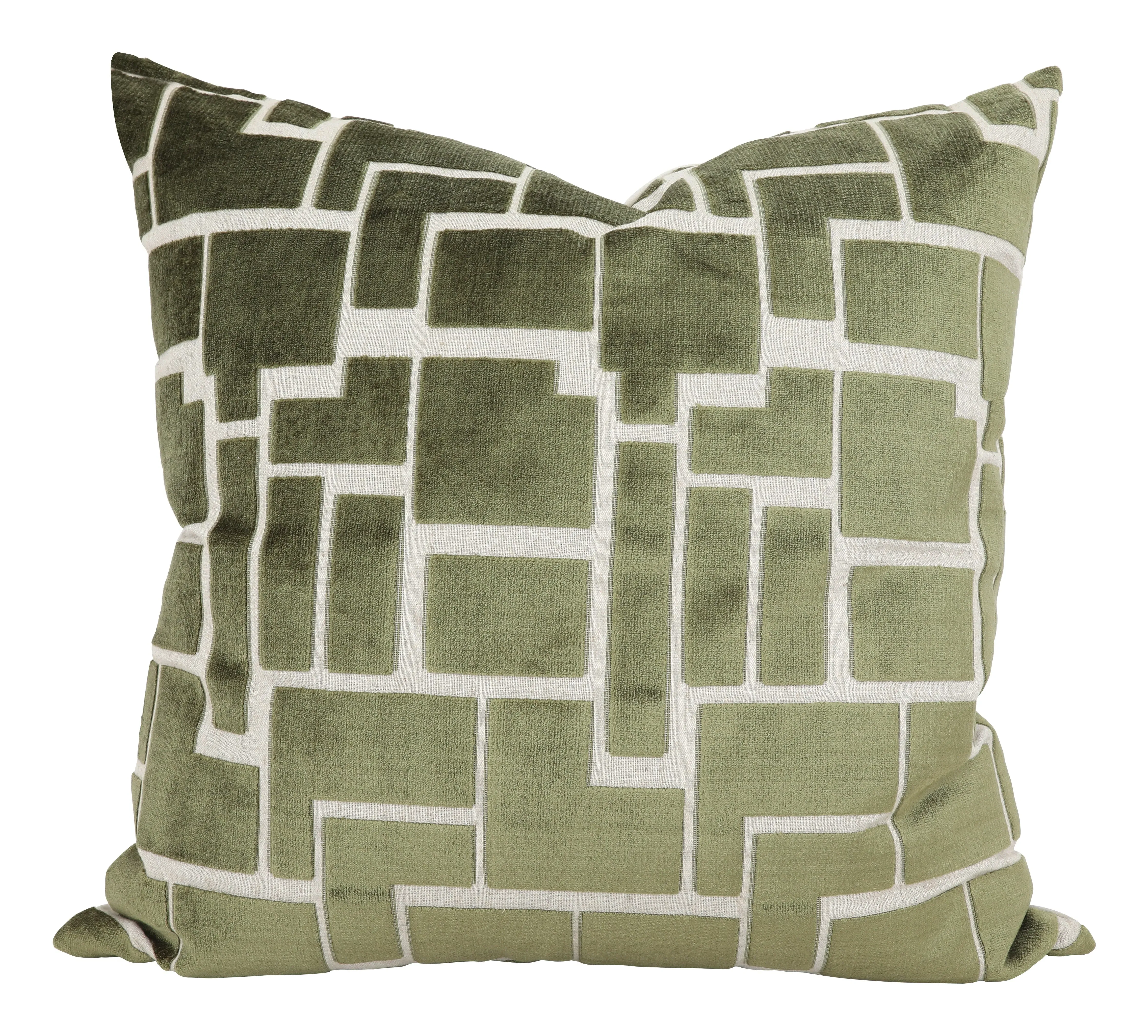 Labyrinth Square Throw Pillow - Olive, Velvet