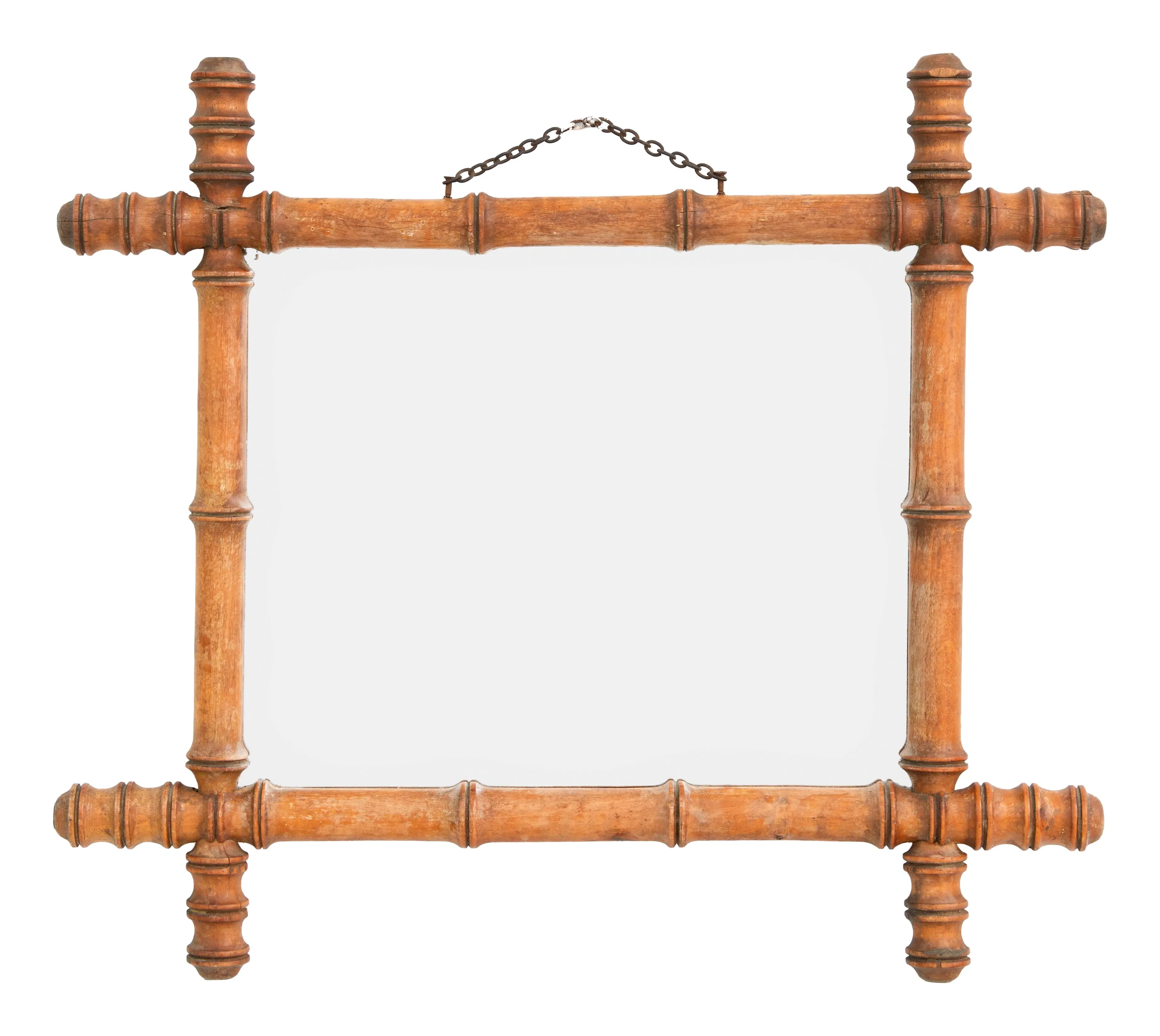 Large Faux Bamboo Mirror - Wood