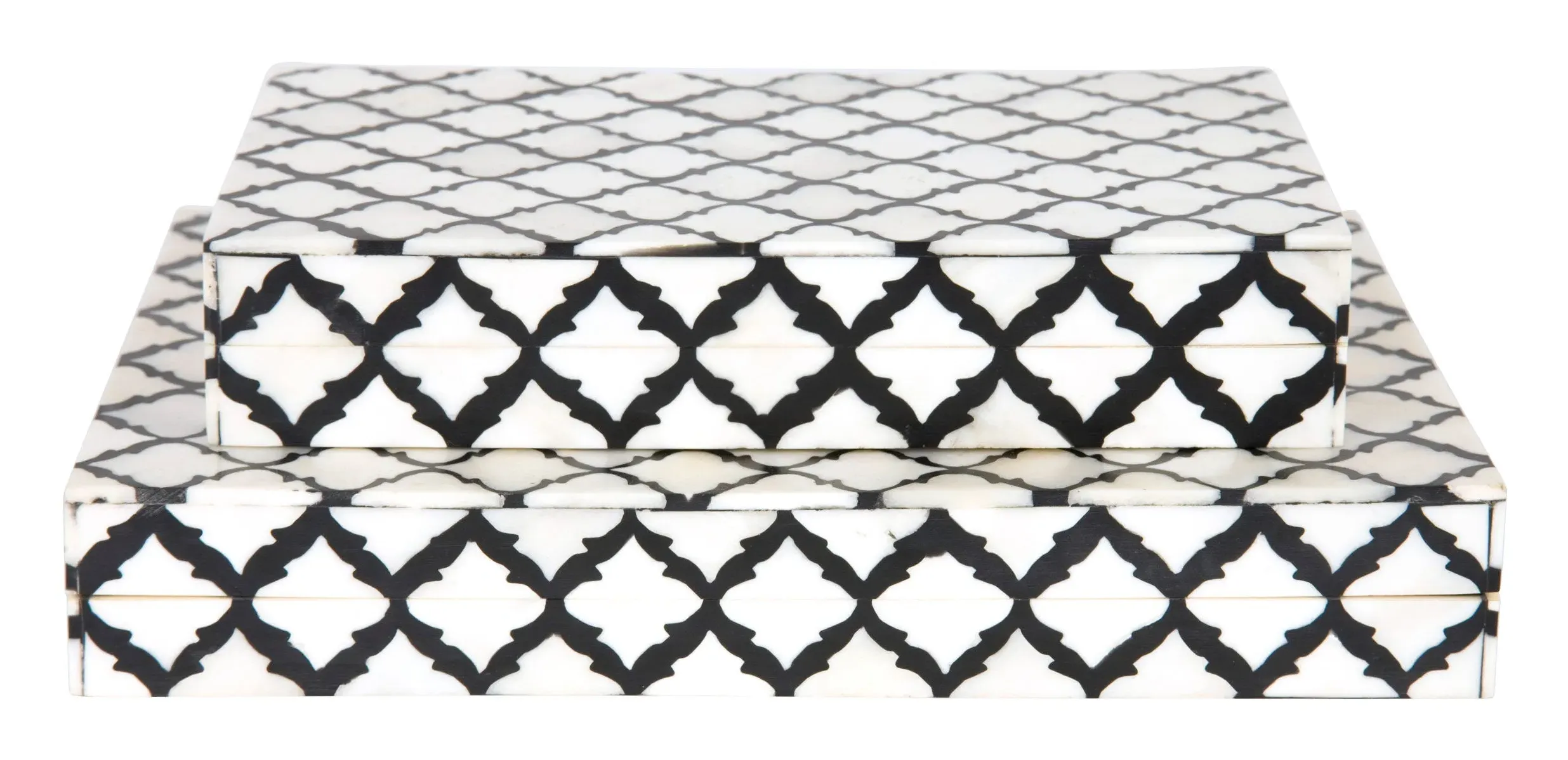 Medina Small Storage Box - Black White, Bone Resin