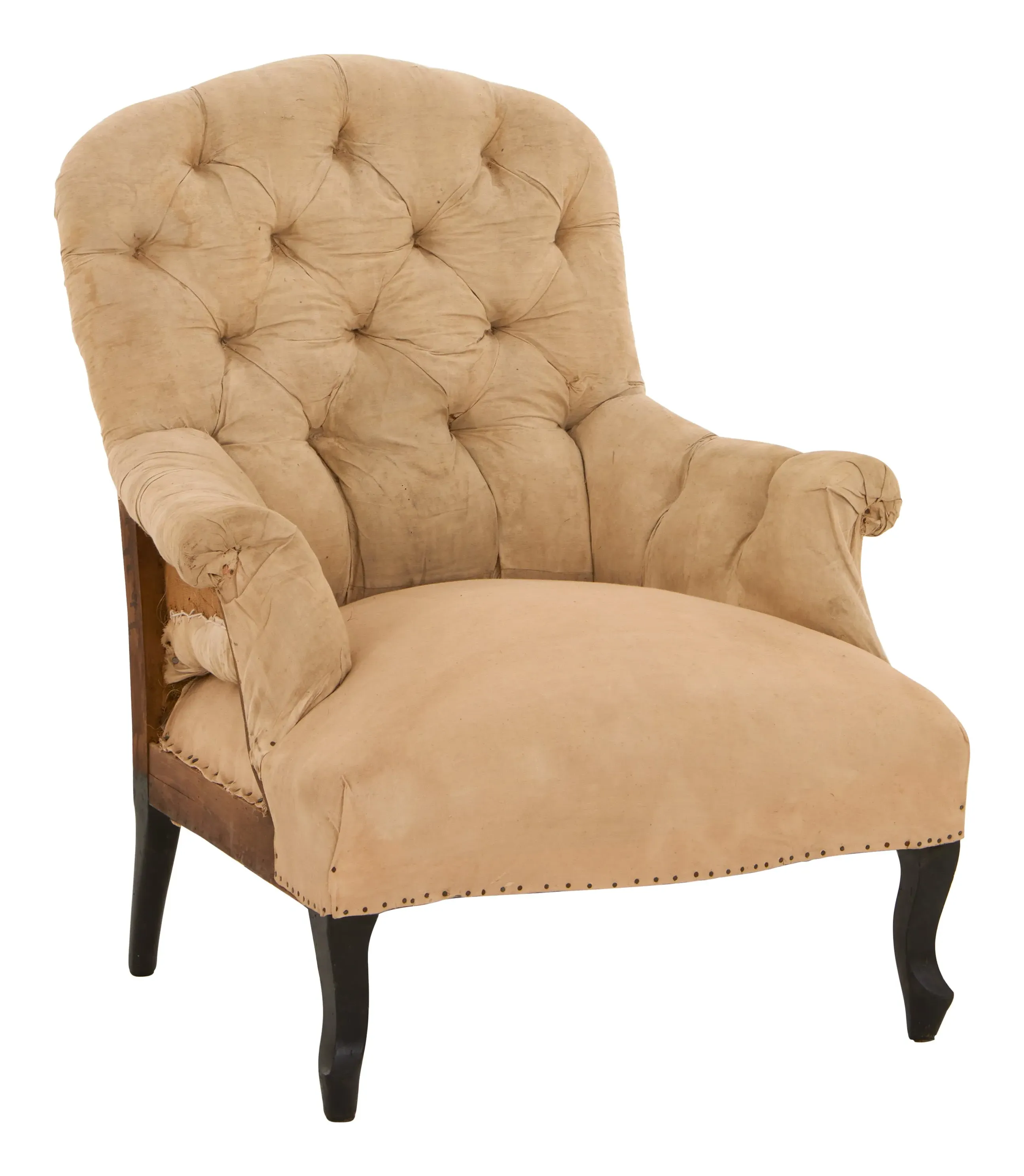 Napoleon III Tufted Chair - Muslin, Ebonized Wood image