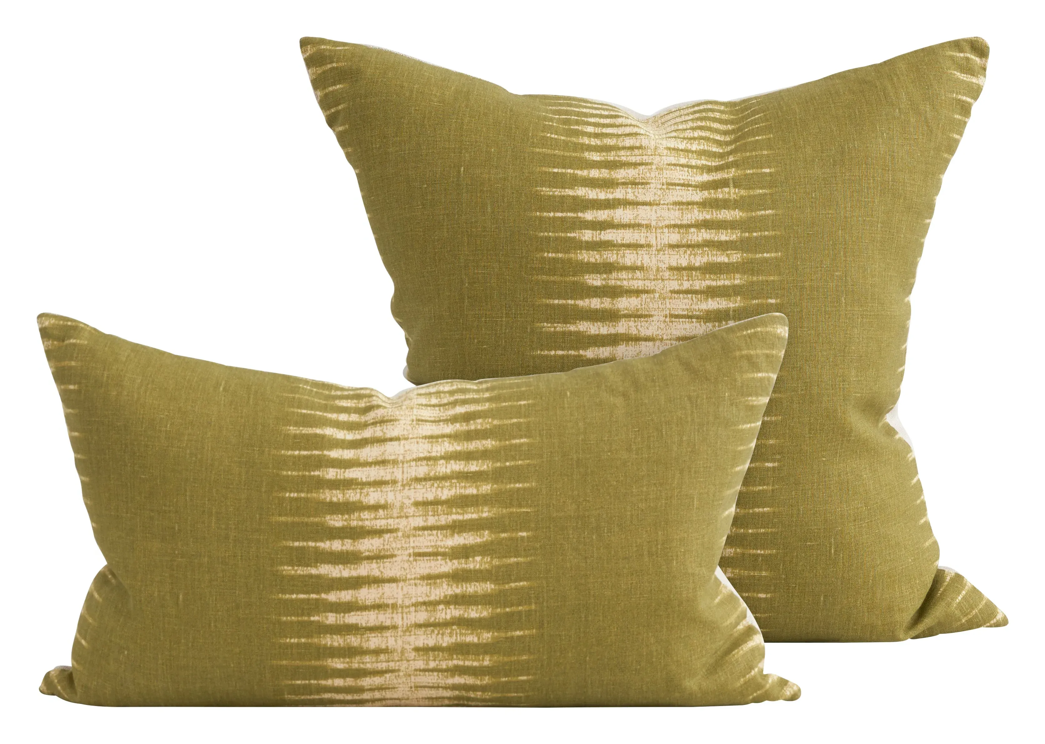 Peter Dunham Ikat Olive Throw Pillow - Green, Linen