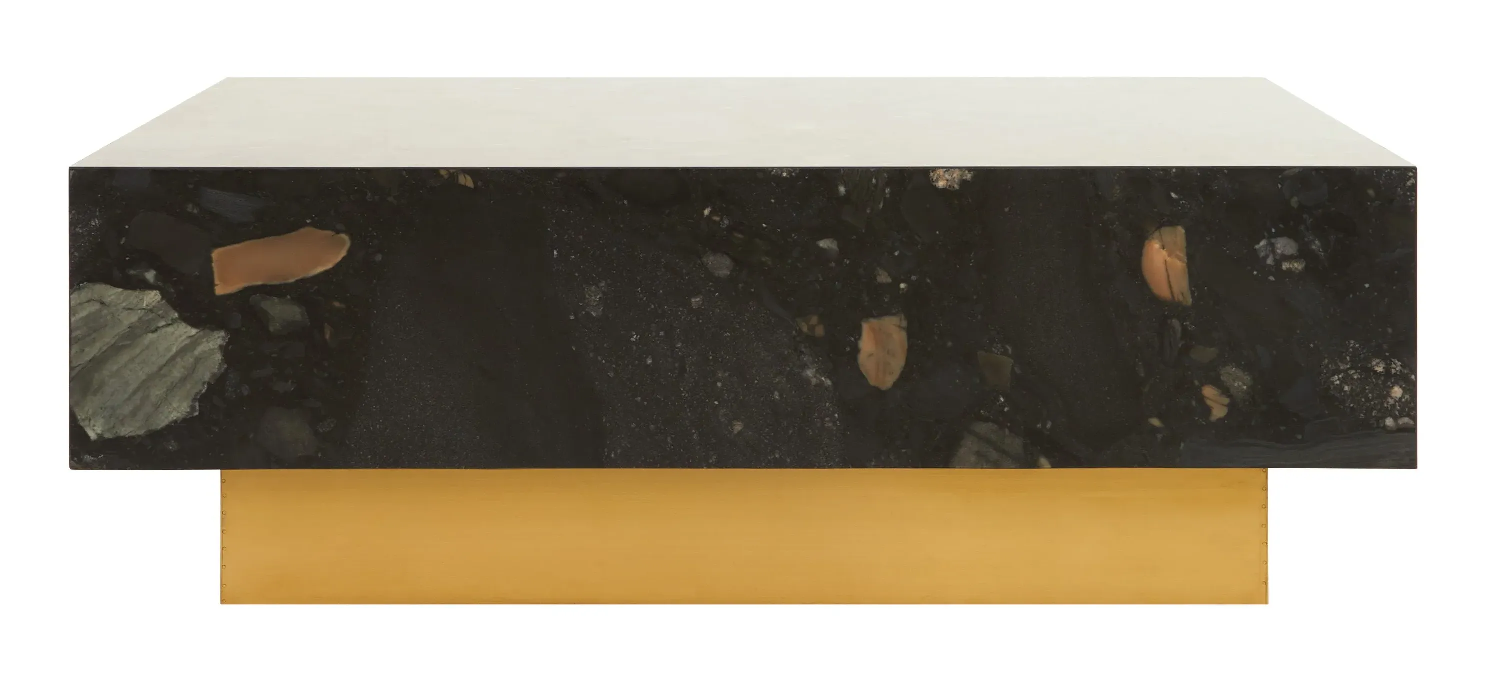 Phoenix Square Coffee Table - Black Marble, Brass image