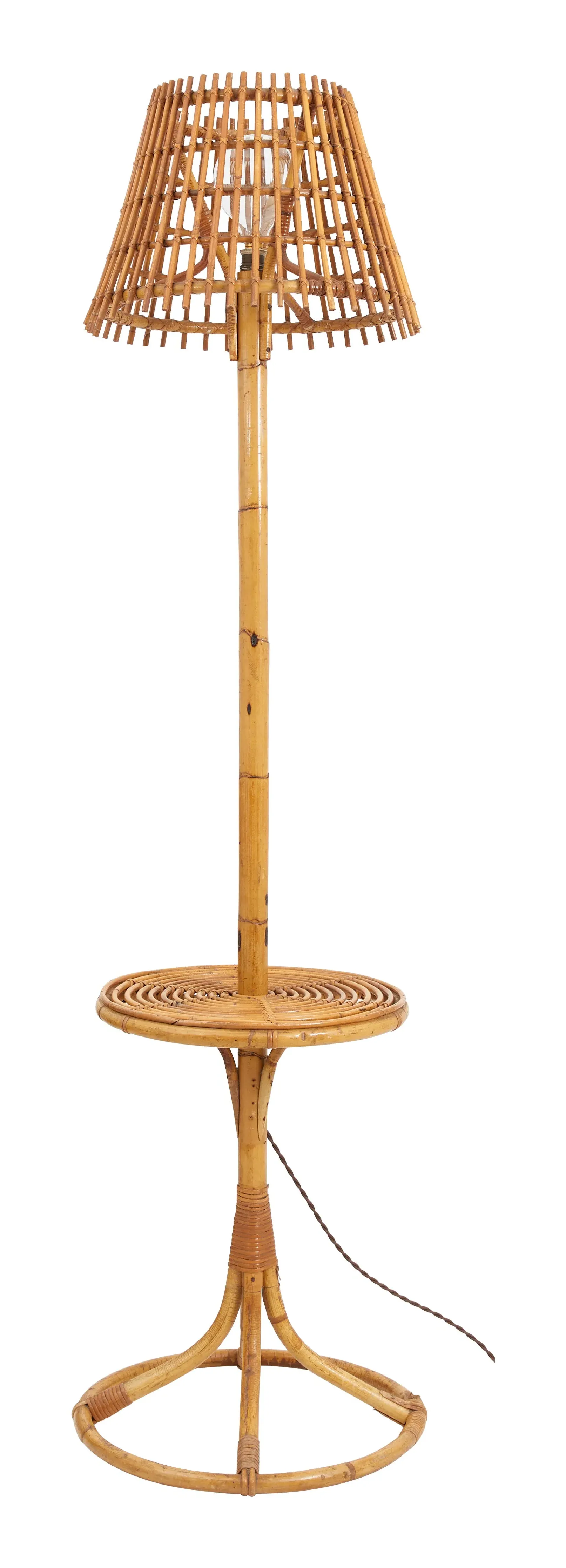 Rattan Table Floor Lamp - Brown image