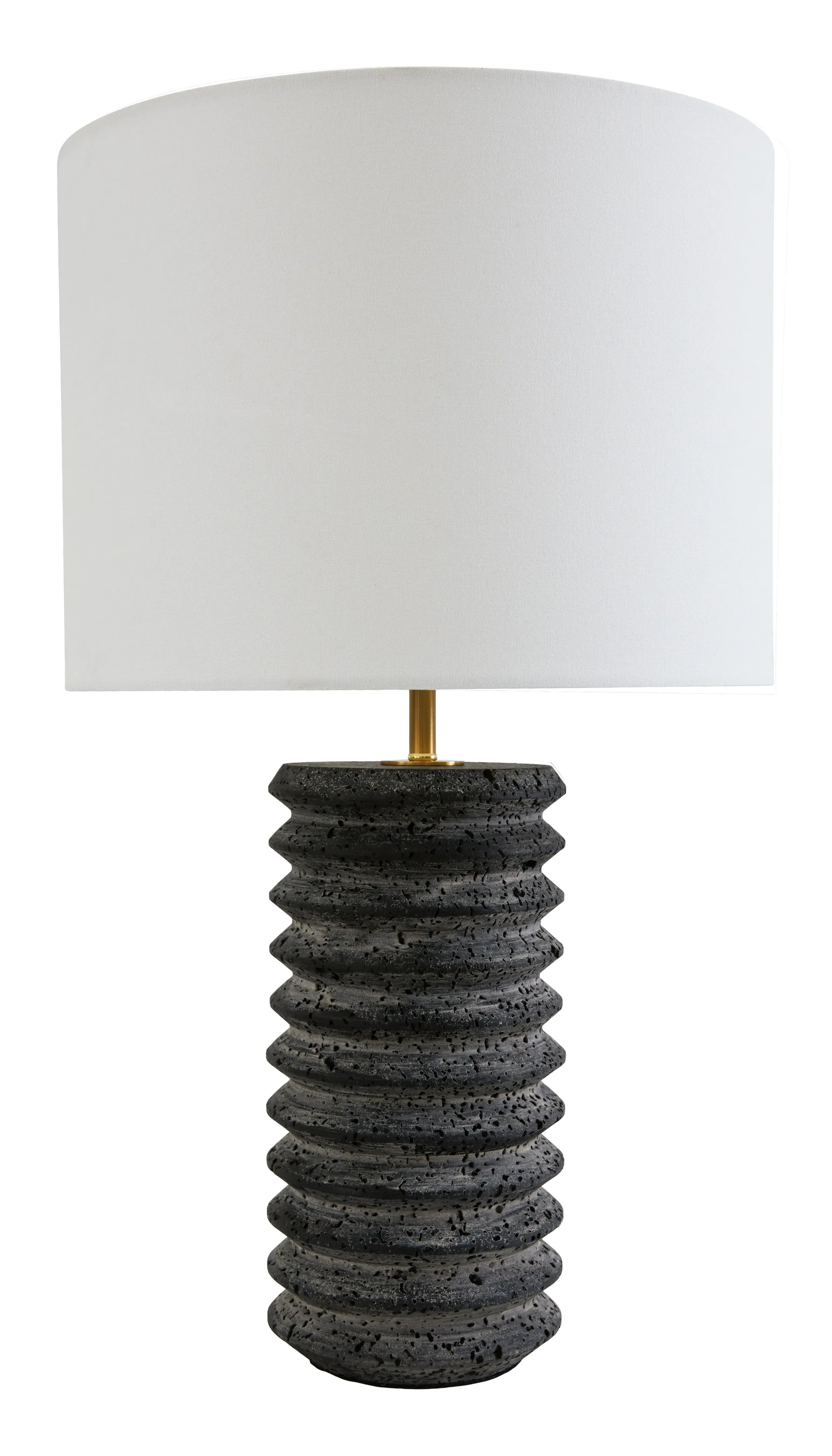 Ravine Cylindrical Table Lamp - Black, Travertine image