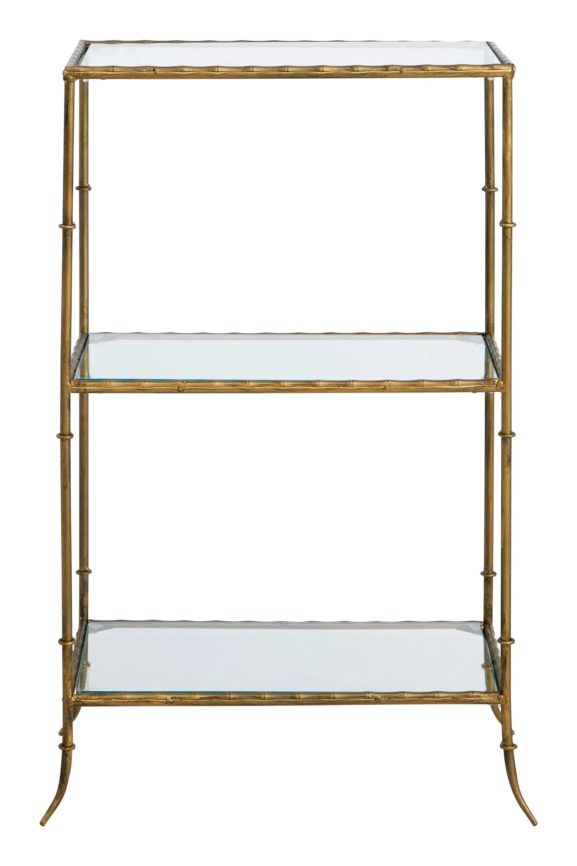 Santiago 3-Tier Side Table - Antique Brass, Glass image