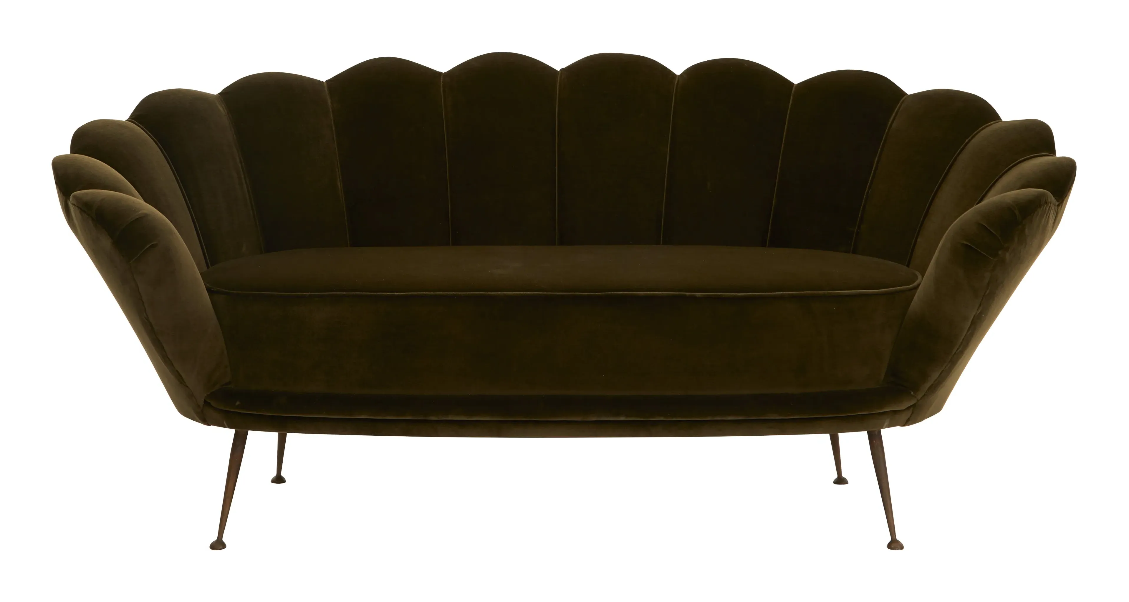 Scalloped Sofa - Green, Cotton Velvet