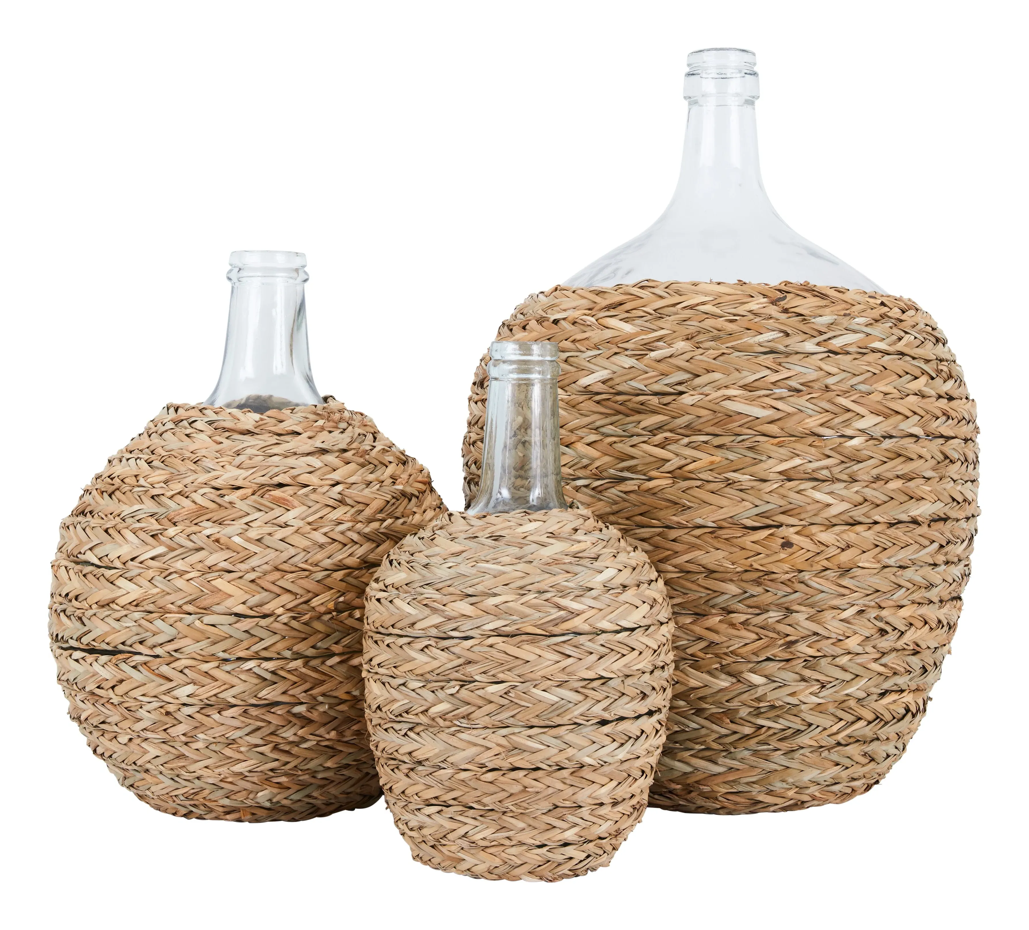 Seagrass Bottles - Clear Glass, Seagrass