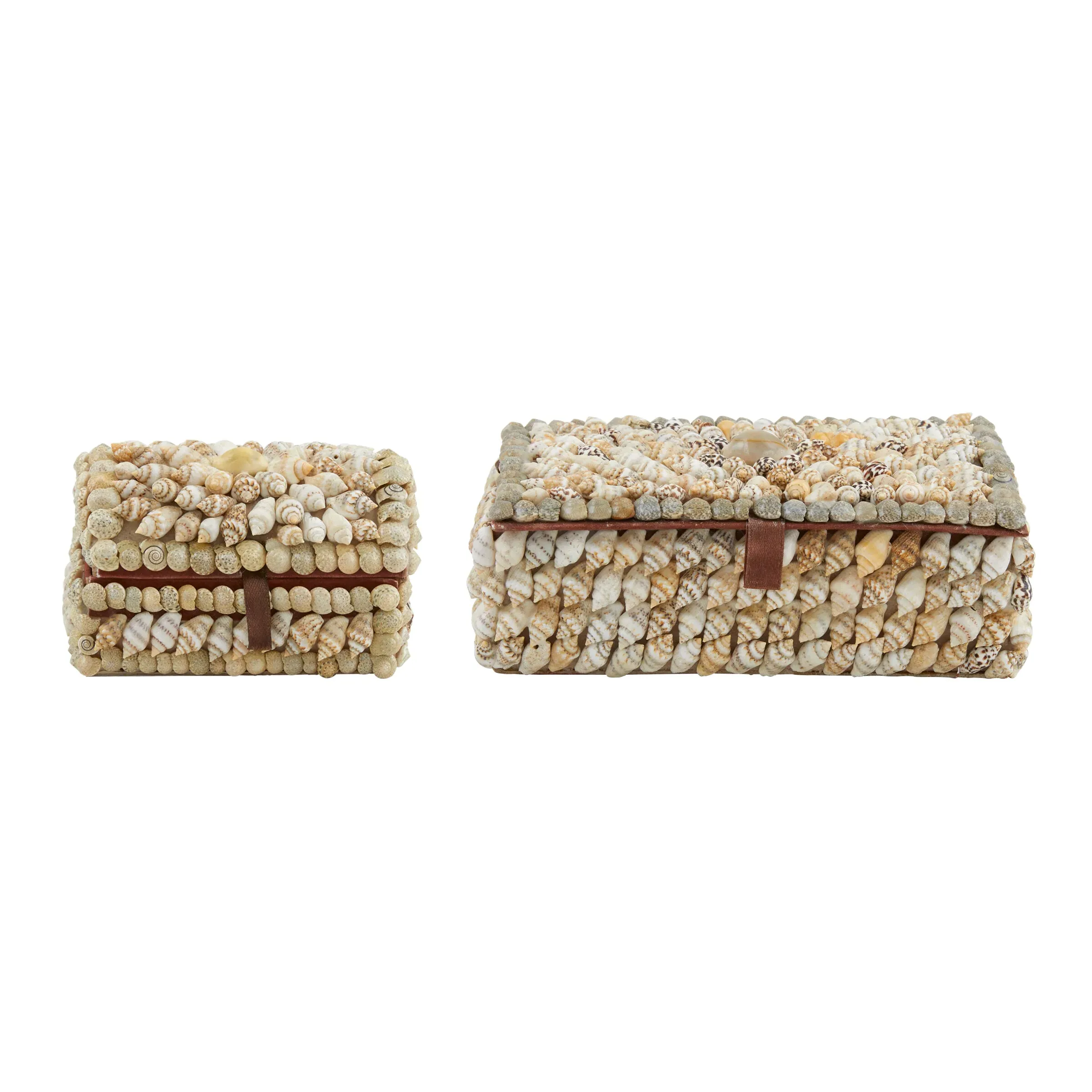 Shell Storage Boxes with Velvet Lining - Cream image