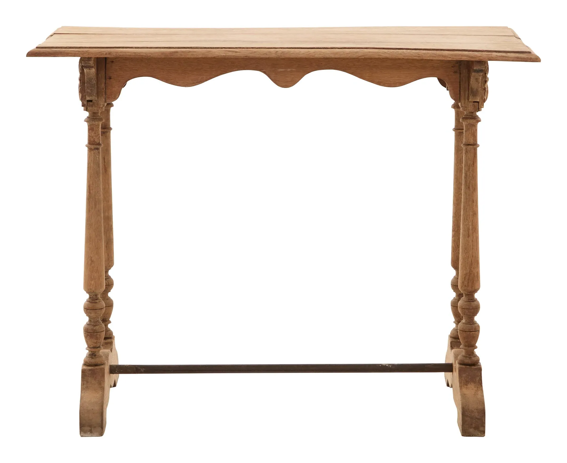 Side Table with Iron Crossbar - Wood image